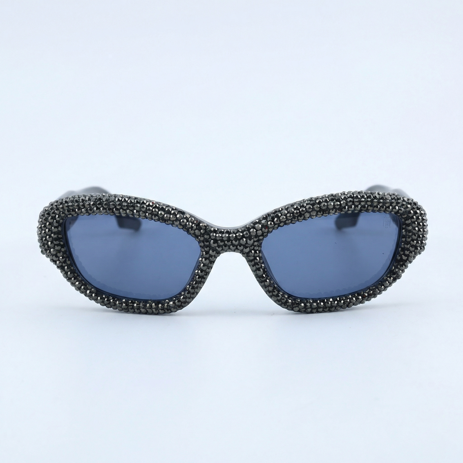 OG Midnight Storm Oval Sunglasses | Black Crystal-Studded Designer Luxury Shades for Women
