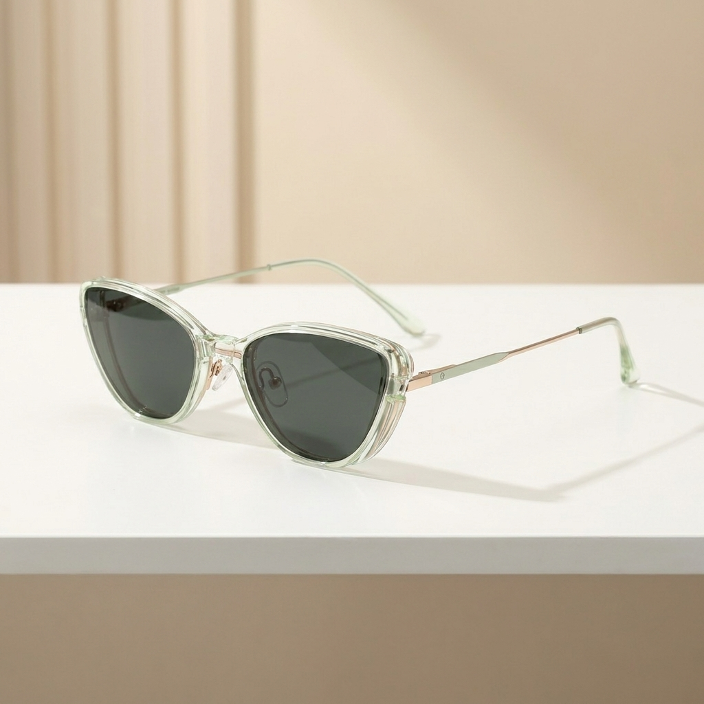 OG Mint Muse Clip-On | Crystal Cat-Eye Magnetic Sunglasses