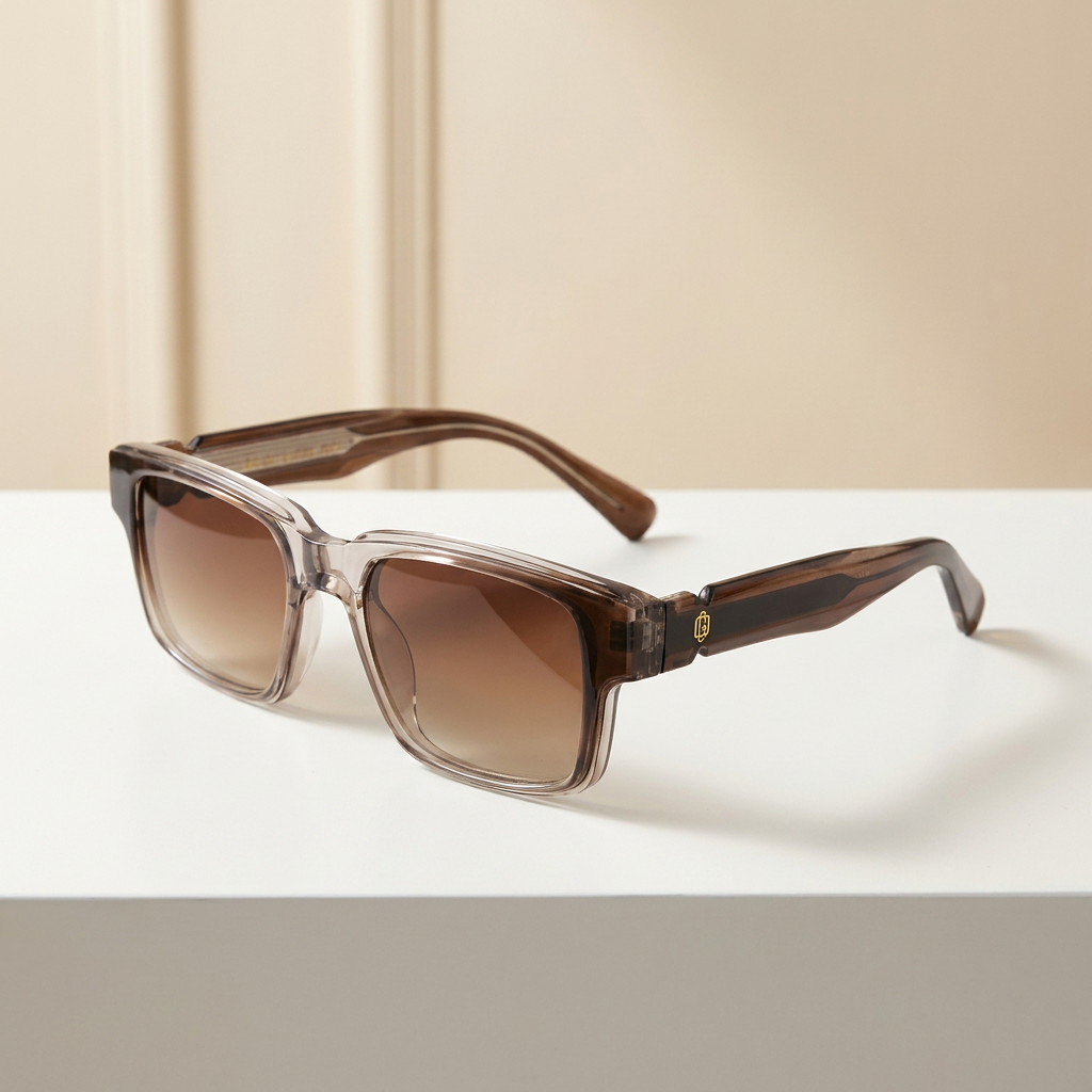 OG Mocha Fade | Crystal Brown Square Sunglasses with Gradient Smoke Lenses