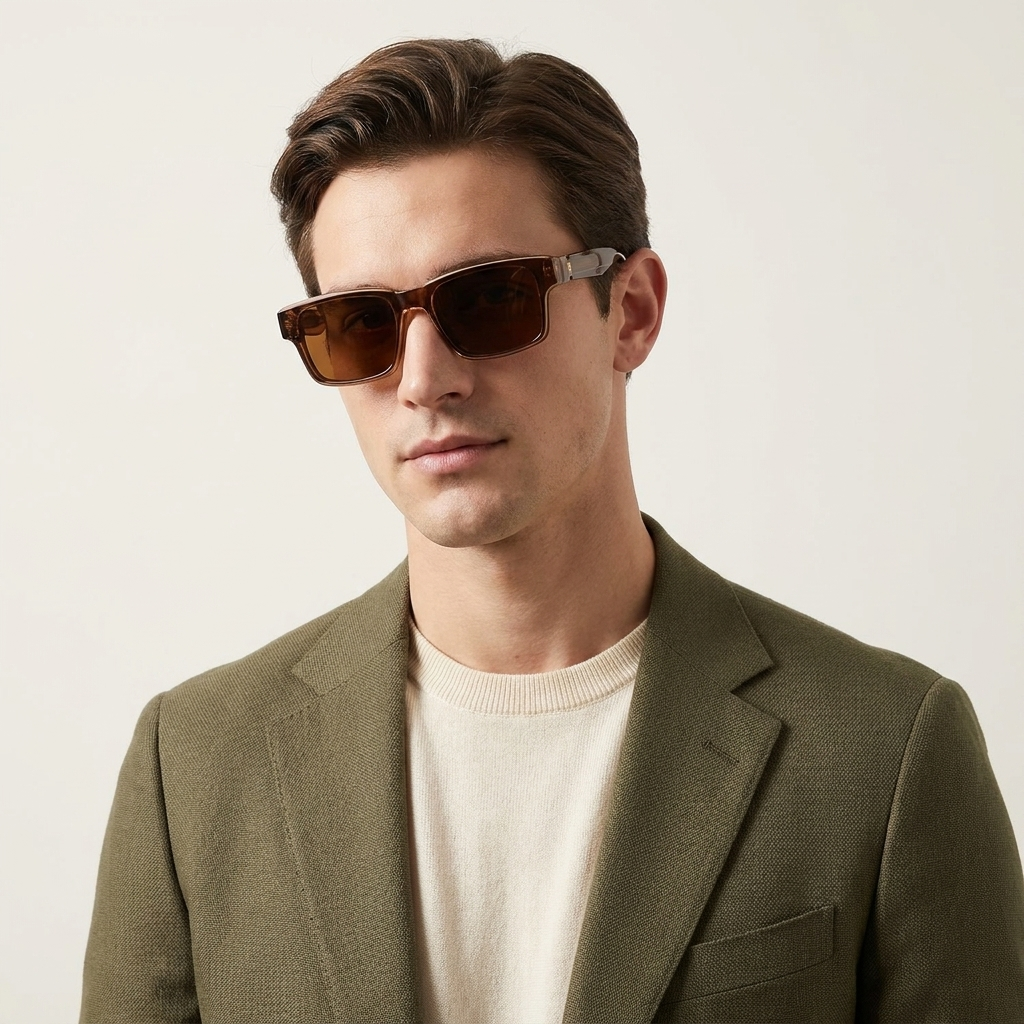 OG Mocha Fade | Crystal Brown Square Sunglasses with Gradient Smoke Lenses