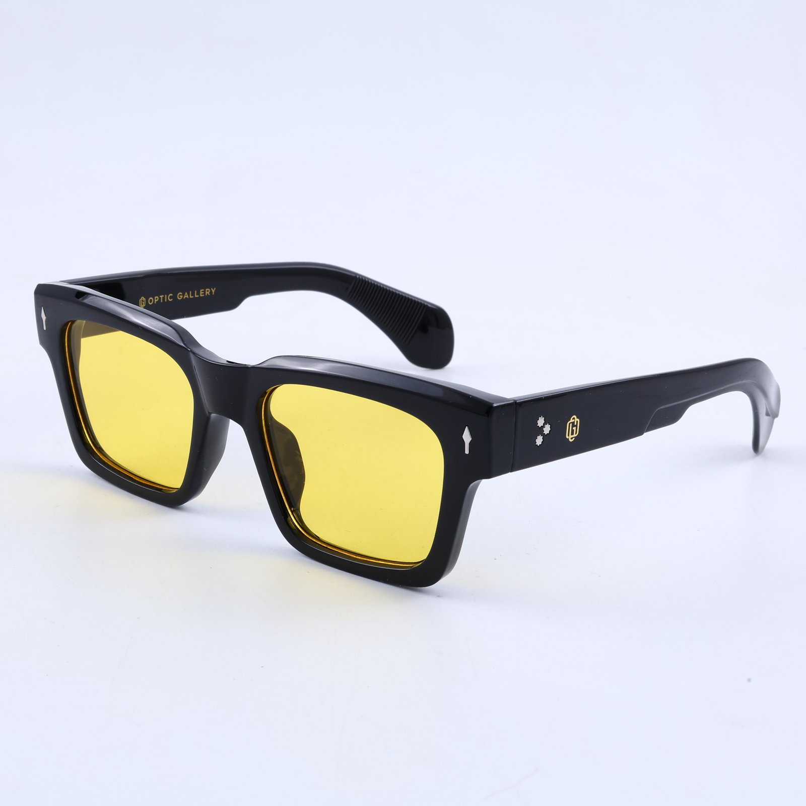 OG Night Amber | Matte Black Square Sunglasses with Golden Yellow Night-Vision Lenses
