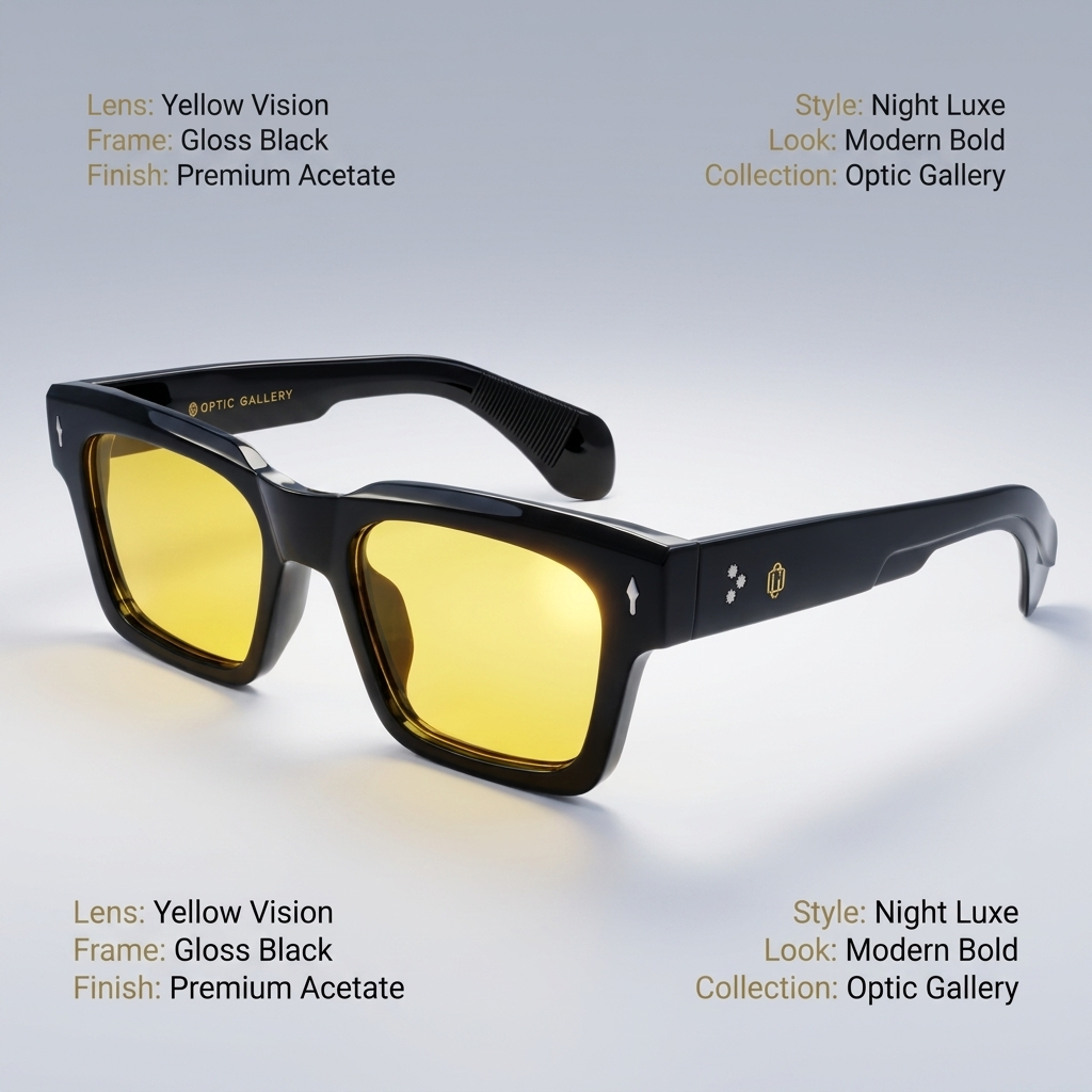 OG Night Amber | Matte Black Square Sunglasses with Golden Yellow Night-Vision Lenses