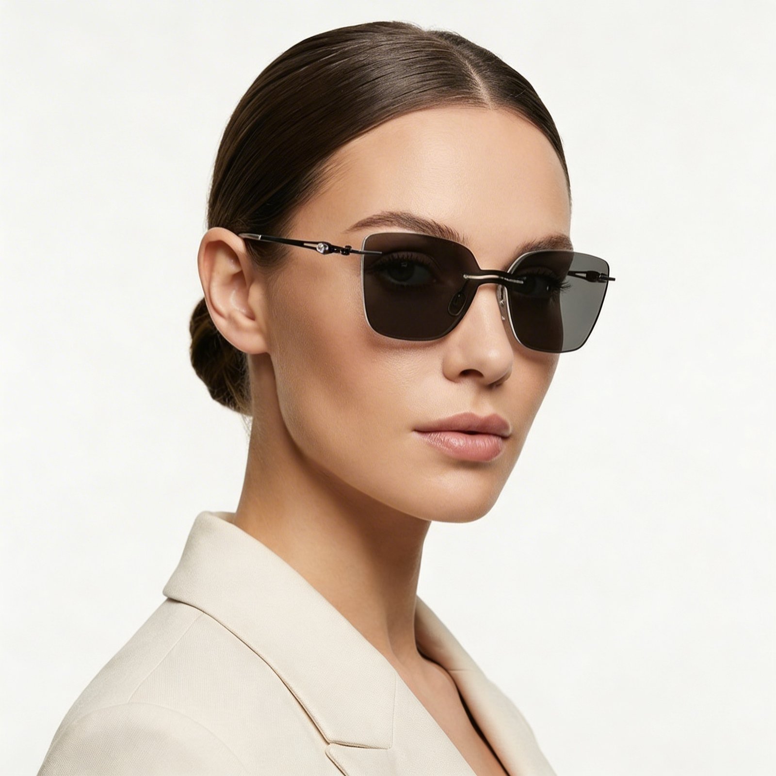 OG Night Edge | Black Rimless Square Sunglasses