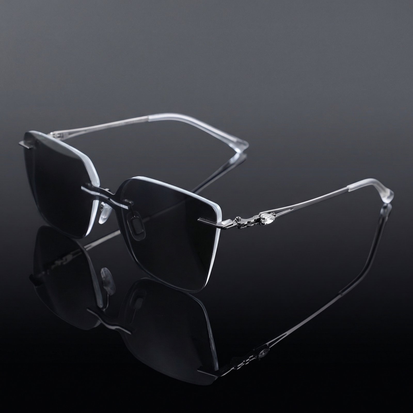 OG Night Edge | Black Rimless Square Sunglasses
