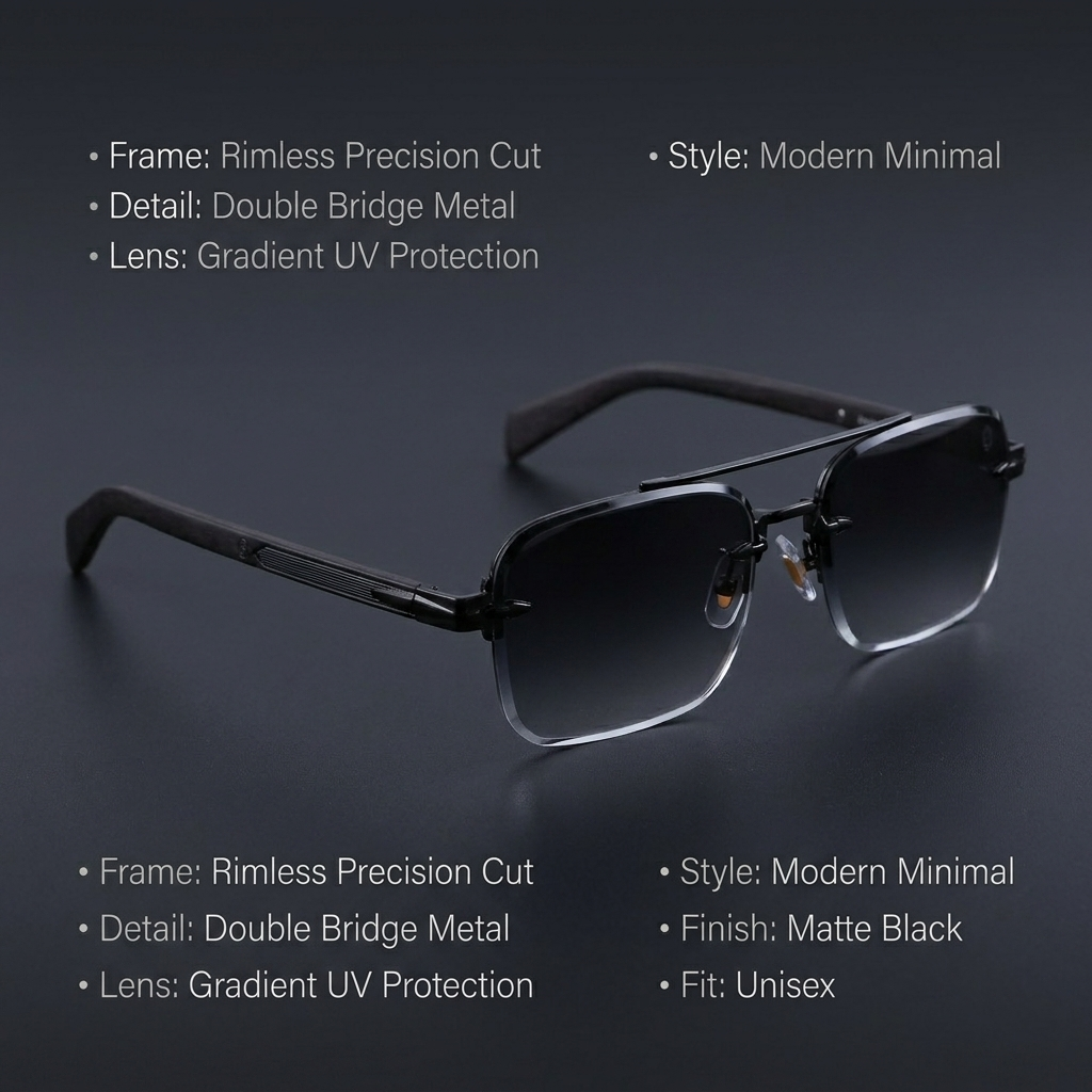 OG Noir Aero Blade | Rimless Gradient Square Sunglasses