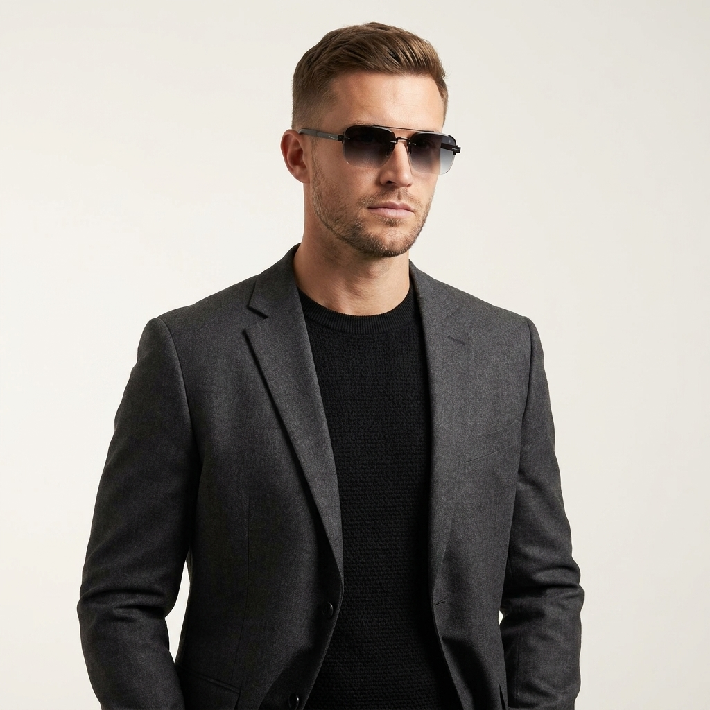 OG Noir Aero Blade | Rimless Gradient Square Sunglasses