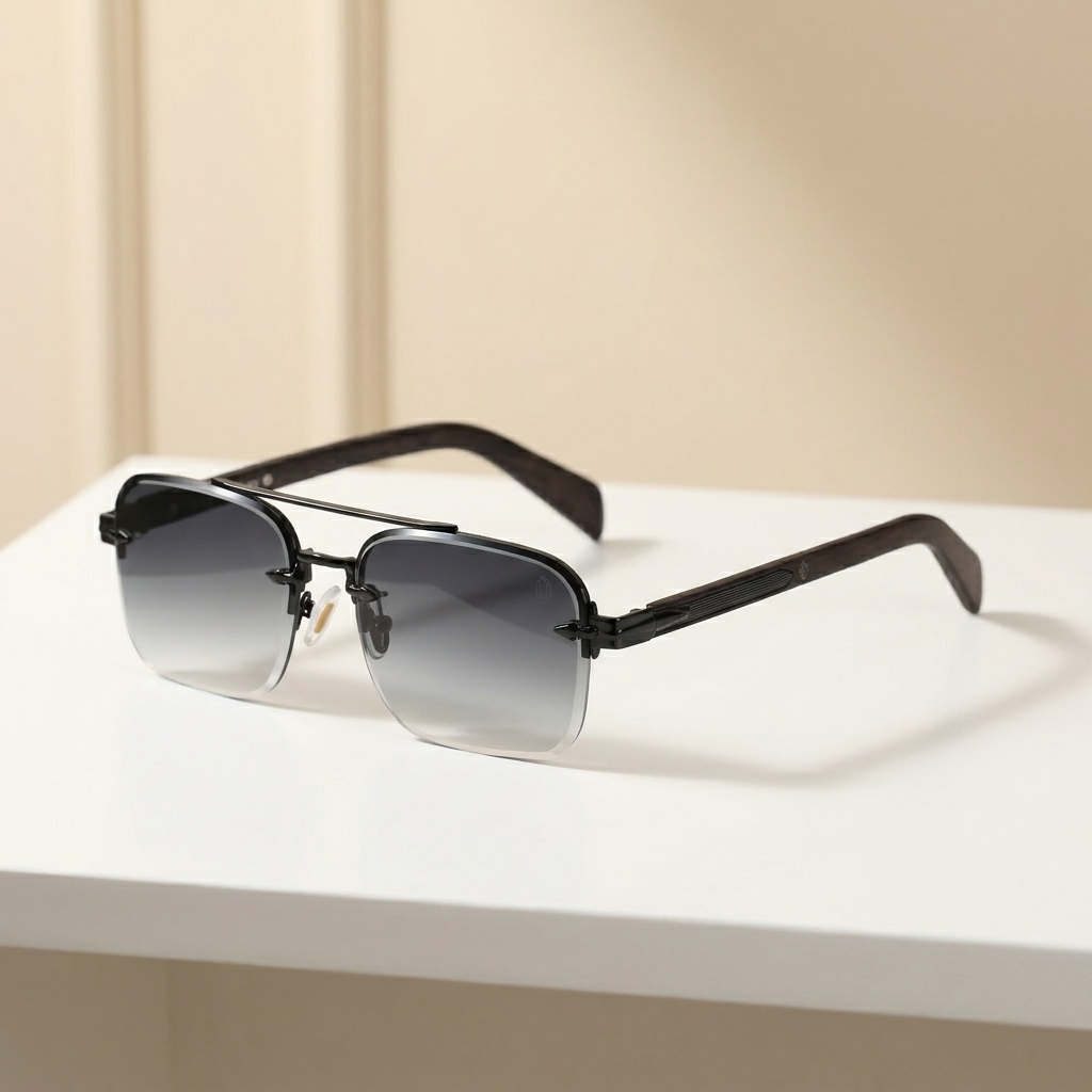 OG Noir Aero Blade | Rimless Gradient Square Sunglasses