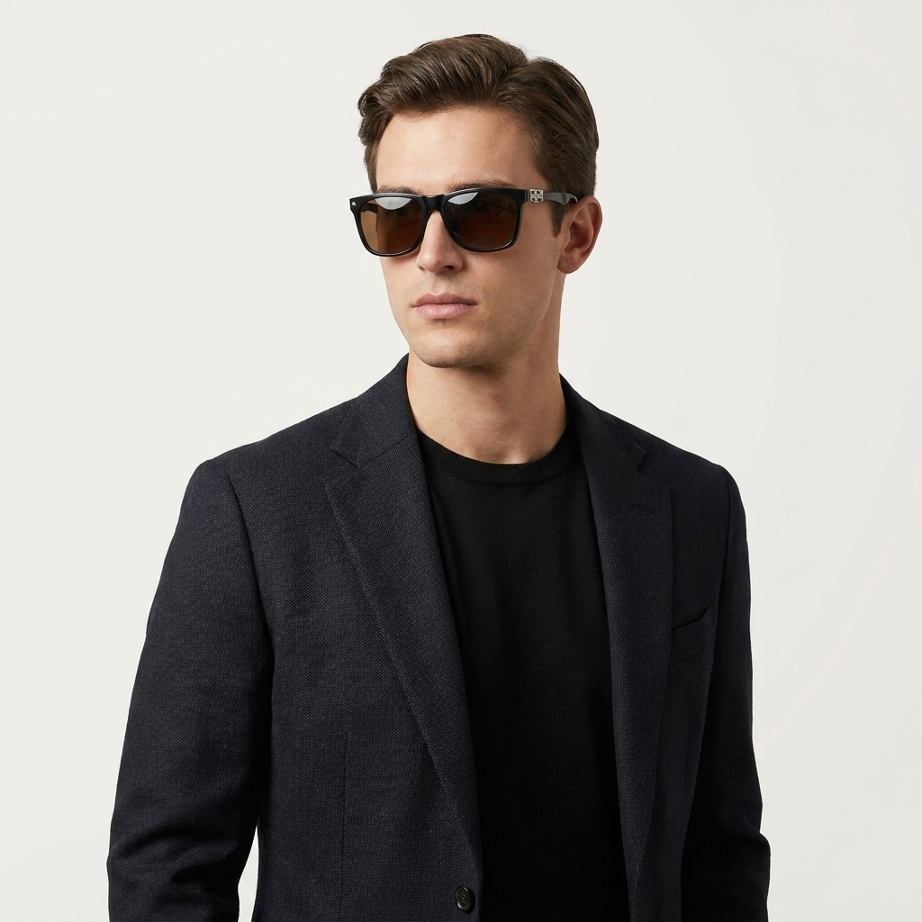 OG Noir Crest Clip-On | Matte Black Magnetic Clip-On Sunglasses with Amber Vision Lenses & Silver Luxe Hinges