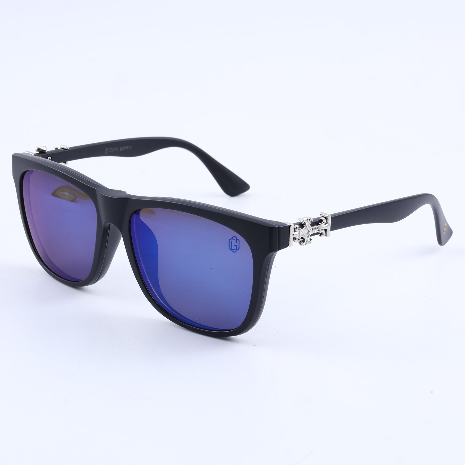 OG Noir Crest Clip-On | Matte Black Magnetic Clip-On Sunglasses with Amber Vision Lenses & Silver Luxe Hinges