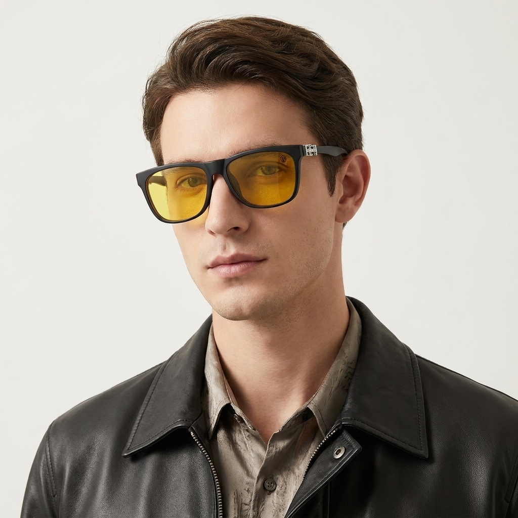 OG Noir Crest Clip-On | Matte Black Magnetic Clip-On Sunglasses with Amber Vision Lenses & Silver Luxe Hinges