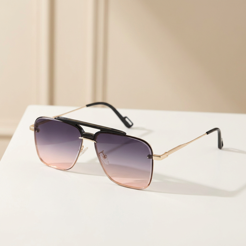 OG Noir Gold | Luxe Square Gradient Shield Sunglasses