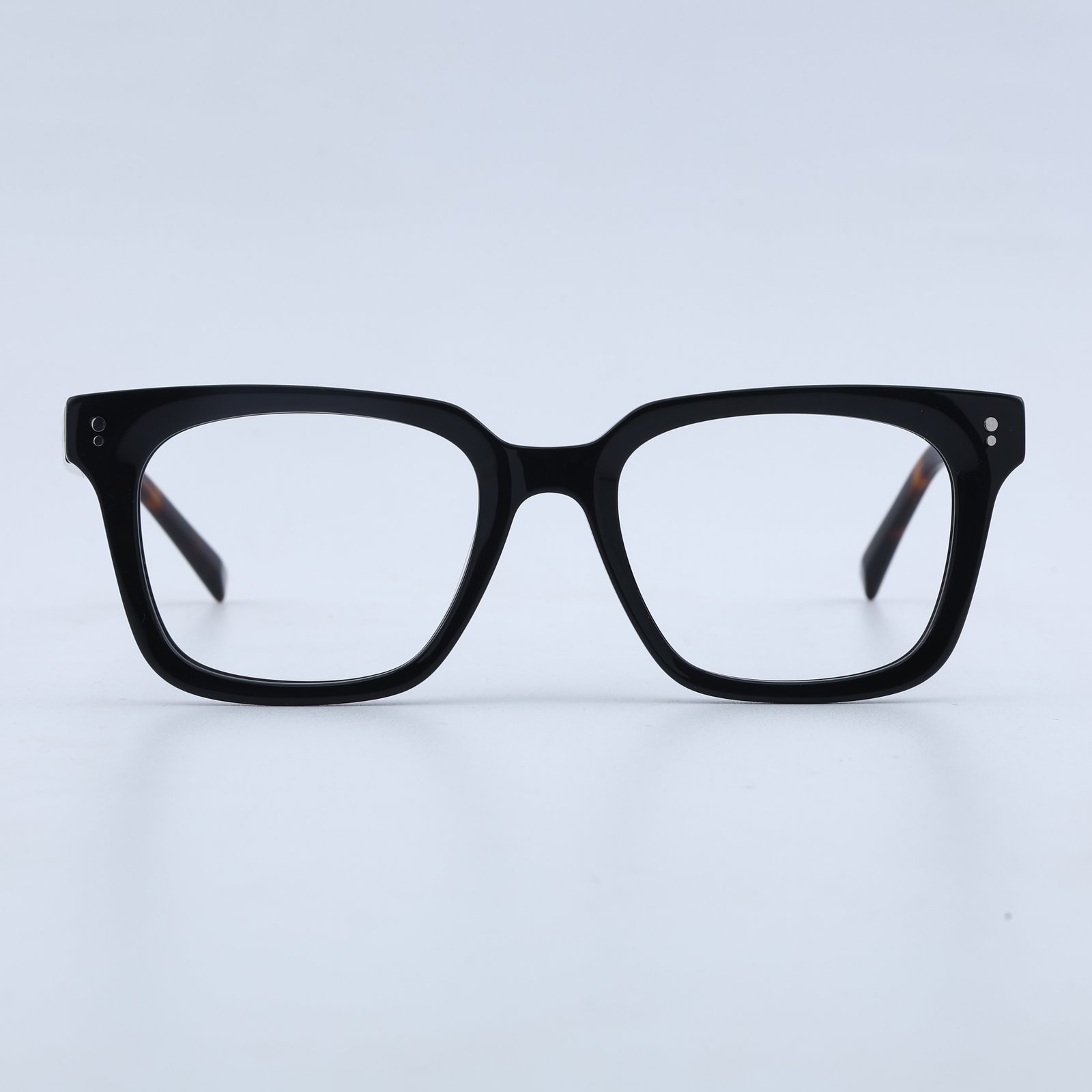 OG Noir Havana Full Rim Square Eyeglasses | Glossy Black Front Premium Optical Frame for Women