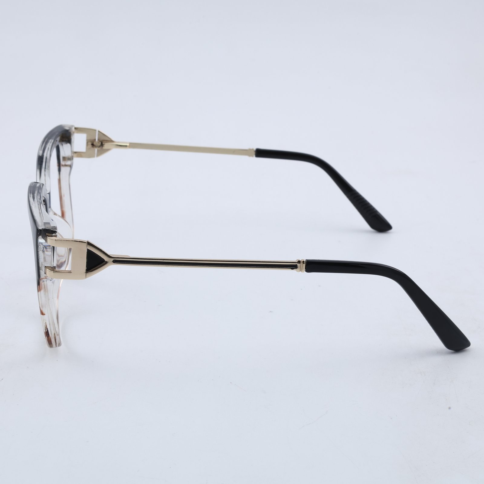 OG Noir Havana Luxe Full Rim Square Eyeglasses | Dual Tone Transparent Tortoise Frame with Gold Temples for Women