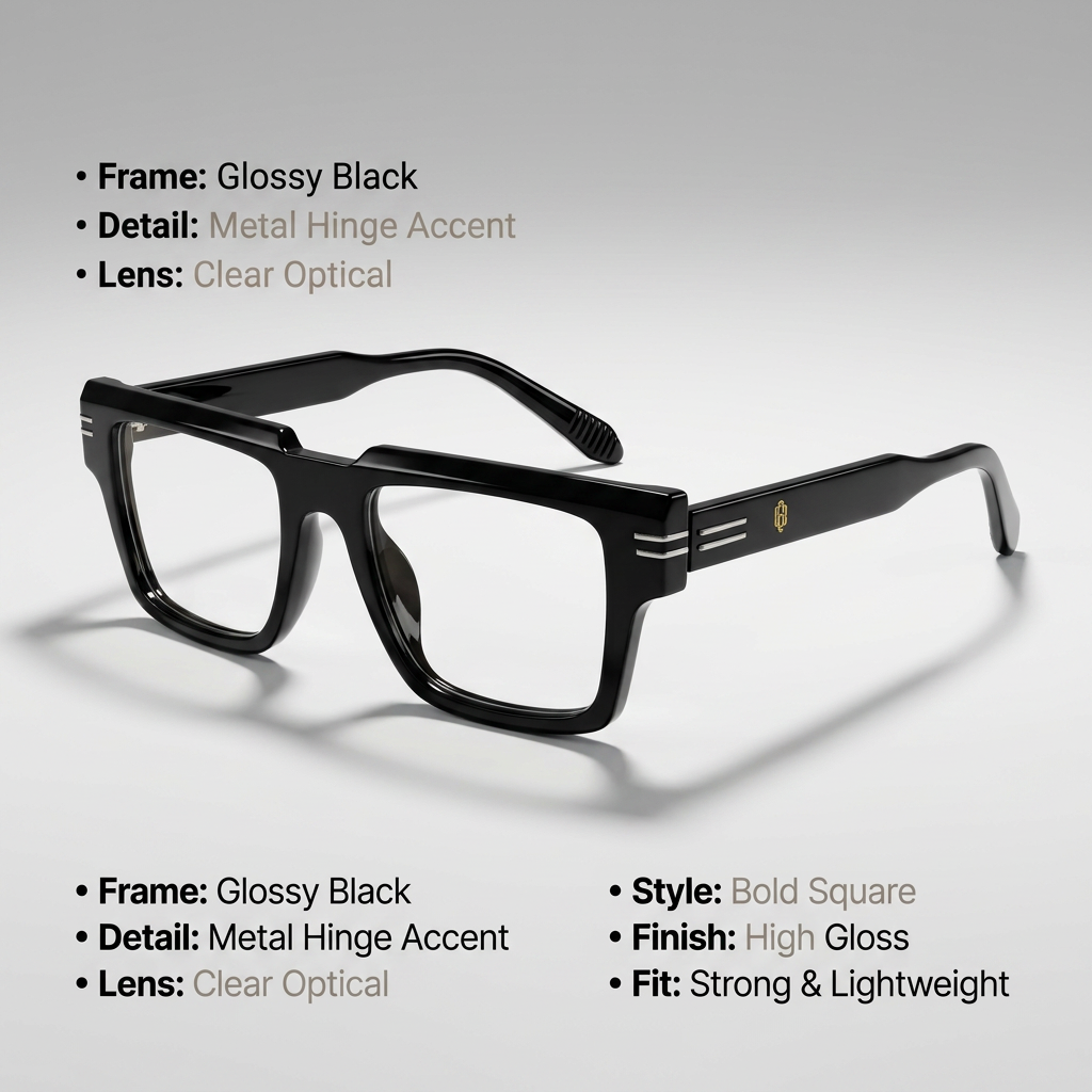 OG Noir Luxe Edge | Bold Black Square Eyeglasses