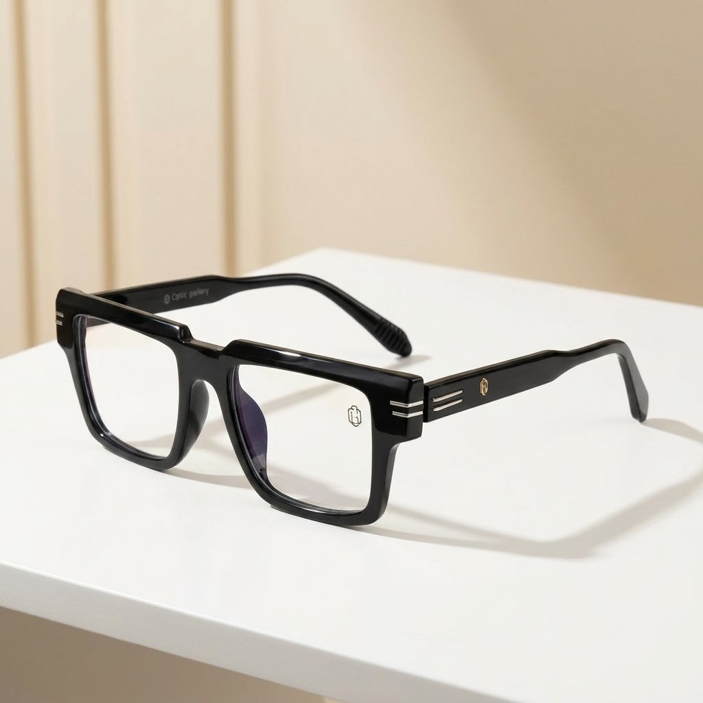 OG Noir Luxe Edge | Bold Black Square Eyeglasses