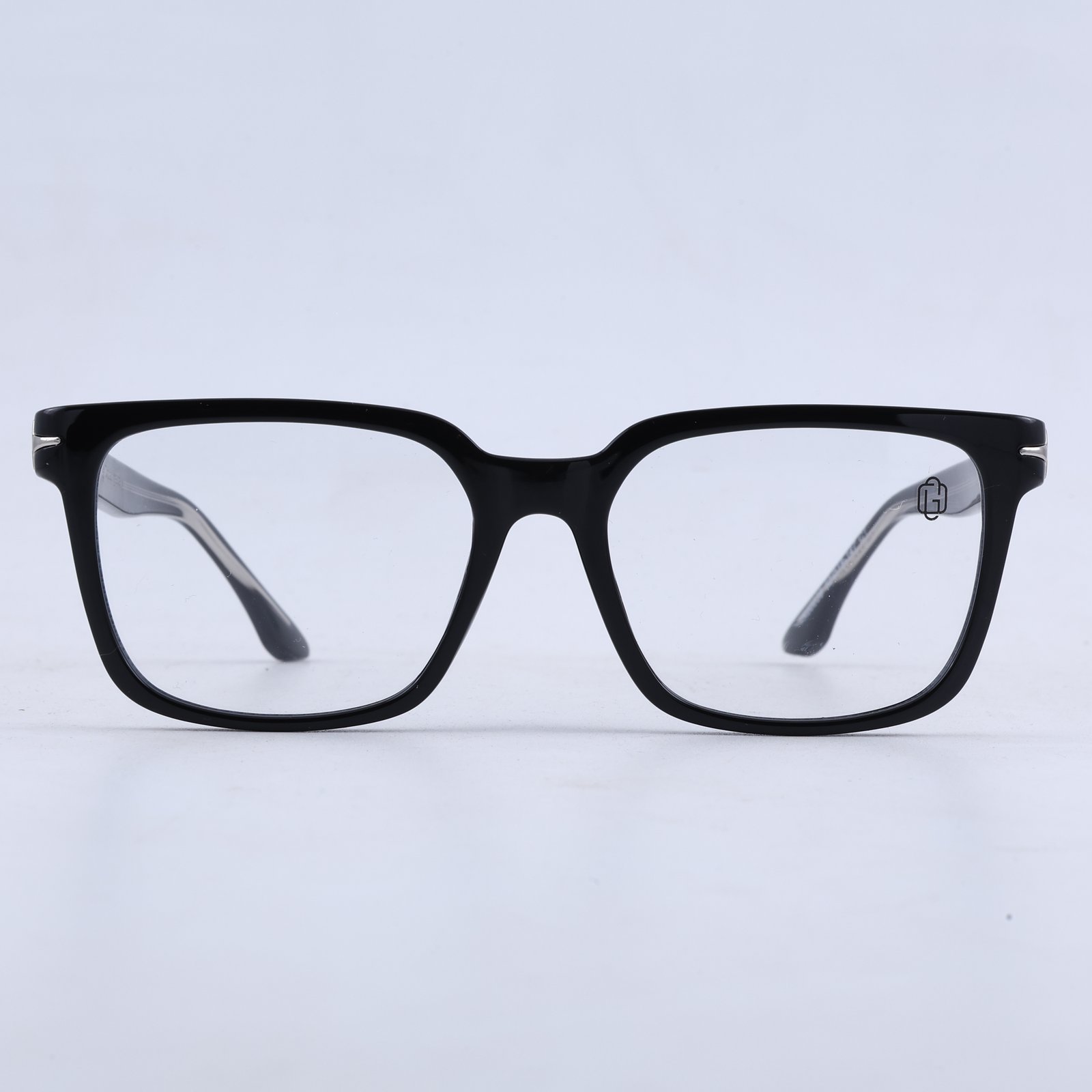 OG Noir Prestige | Luxury Black Crystal Optical Frame with Signature Silver Bridge Temples