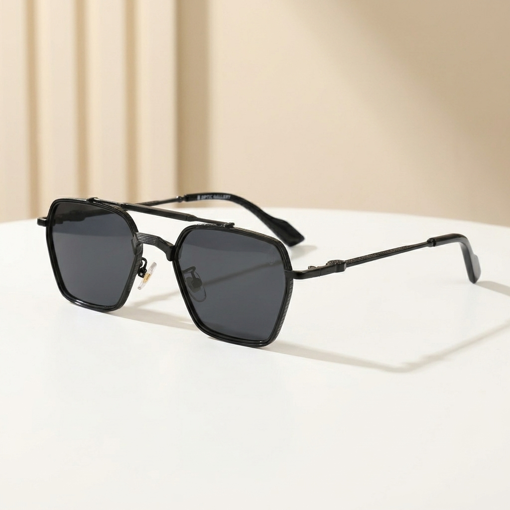 OG Noir Royale | Black & Gold Double Bridge Sunglasses with Smoke Gradient Lenses