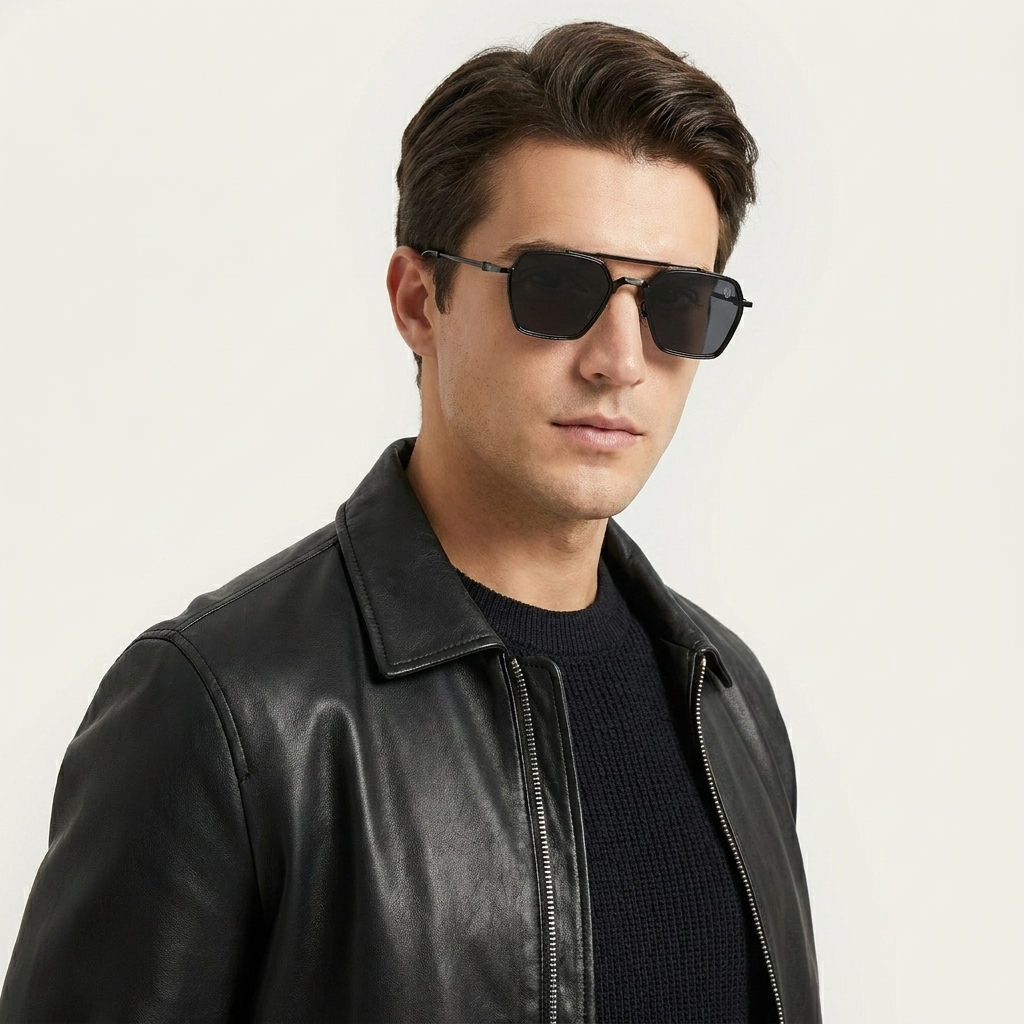 OG Noir Royale | Black & Gold Double Bridge Sunglasses with Smoke Gradient Lenses