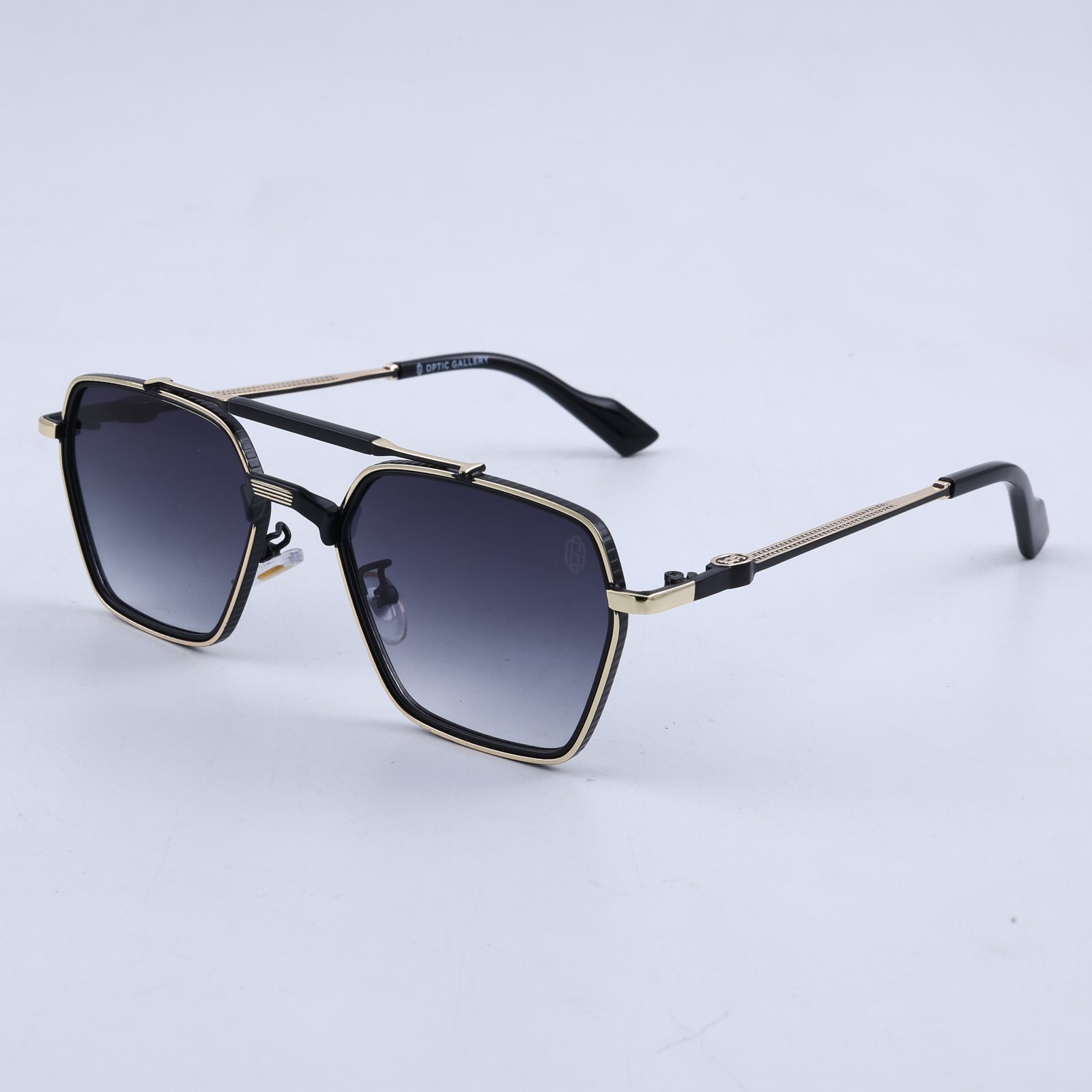 OG Noir Royale | Black & Gold Double Bridge Sunglasses with Smoke Gradient Lenses
