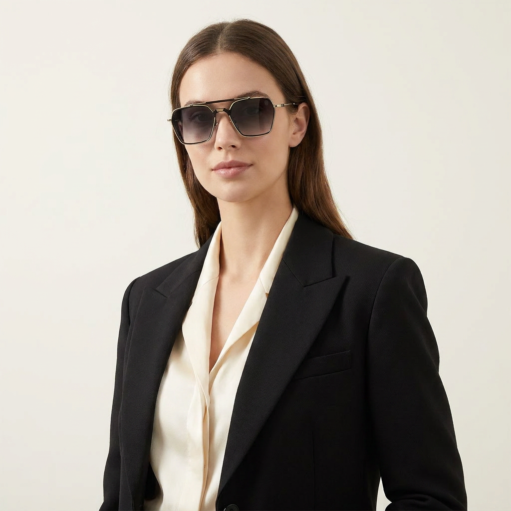 OG Noir Royale | Black & Gold Double Bridge Sunglasses with Smoke Gradient Lenses