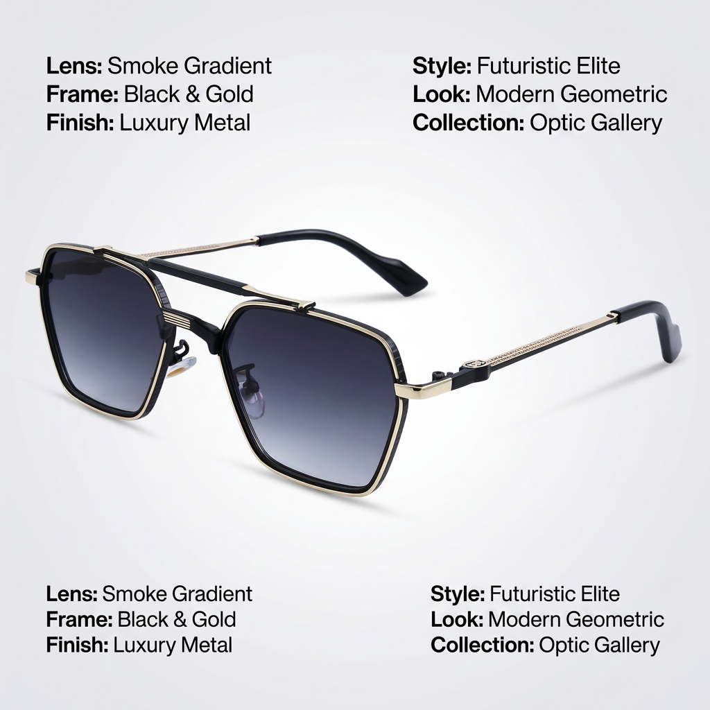 OG Noir Royale | Black & Gold Double Bridge Sunglasses with Smoke Gradient Lenses