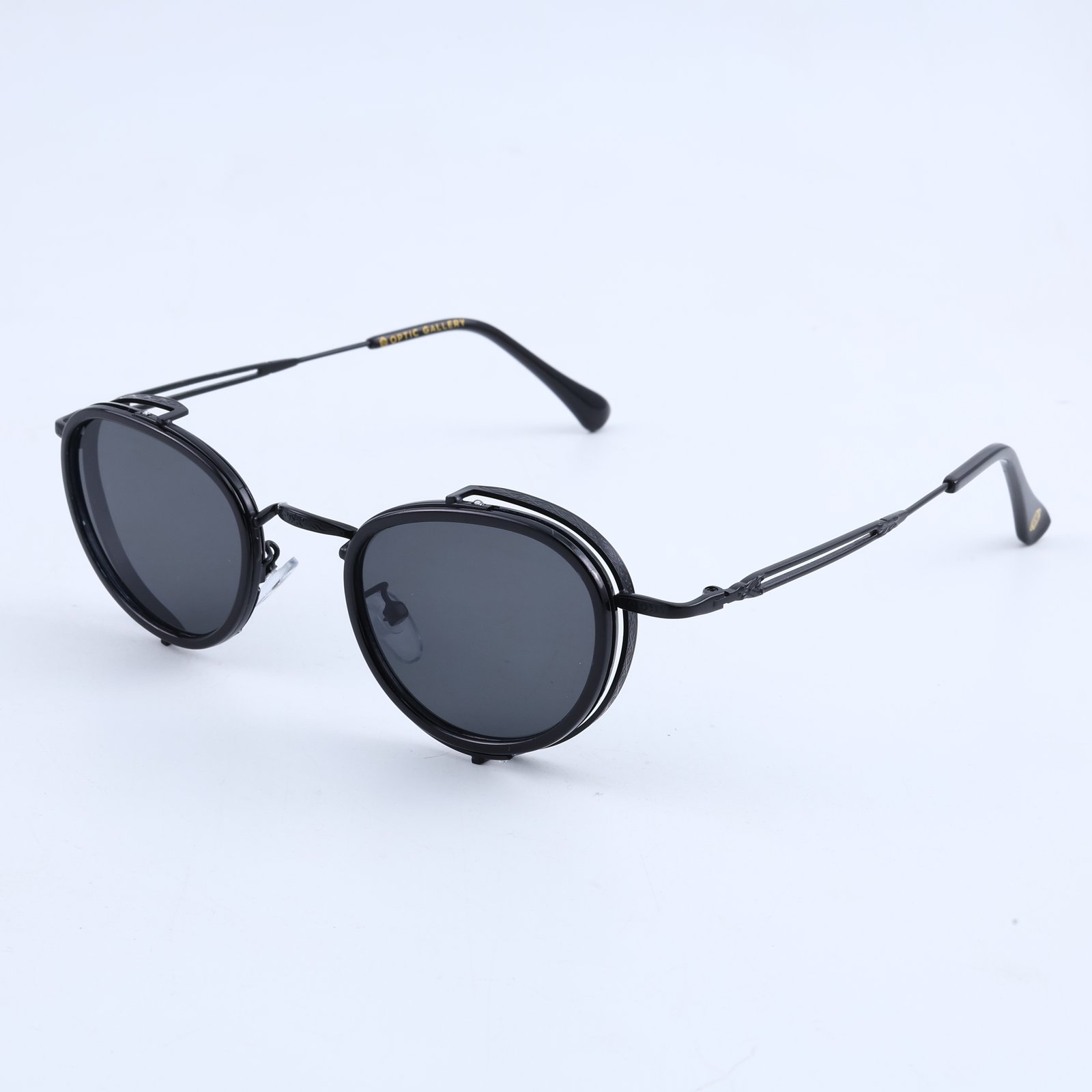 OG Noir Steampunk Clip-On | Round Double-Ring Magnetic Sunglasses