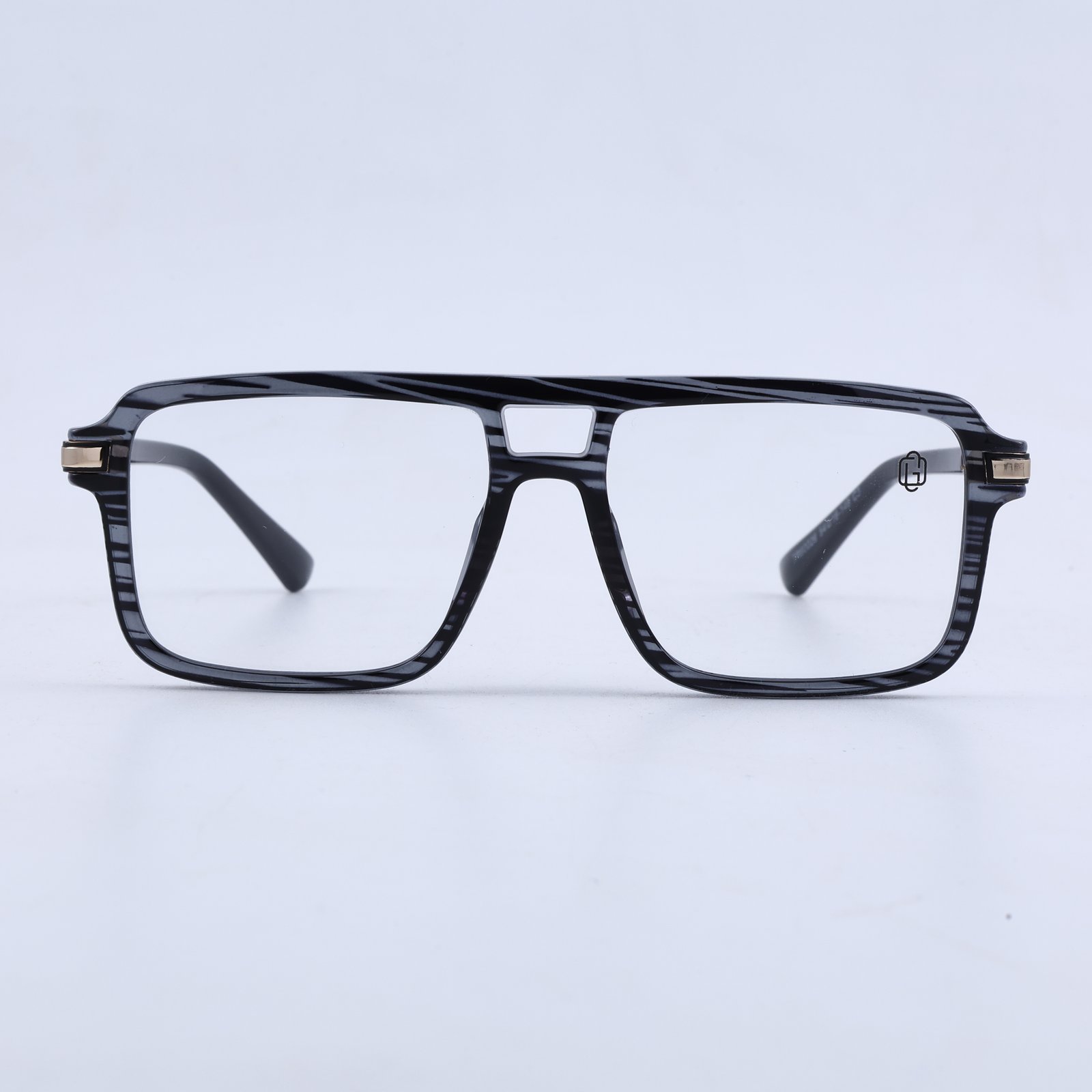 OG Obsidian Edge | Crystal Black Navigator Eyeglasses with Gold Precision Temples