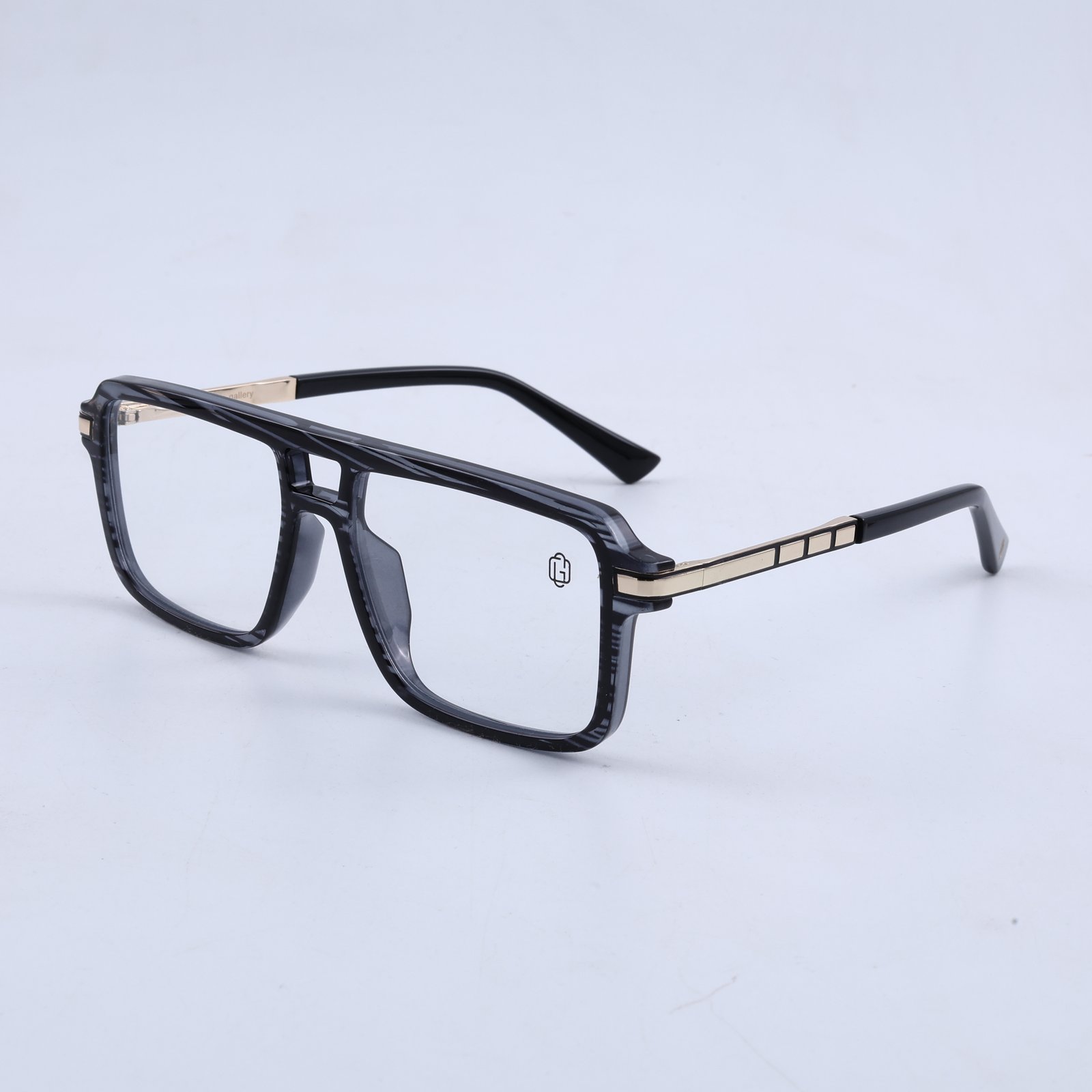 OG Obsidian Edge | Crystal Black Navigator Eyeglasses with Gold Precision Temples