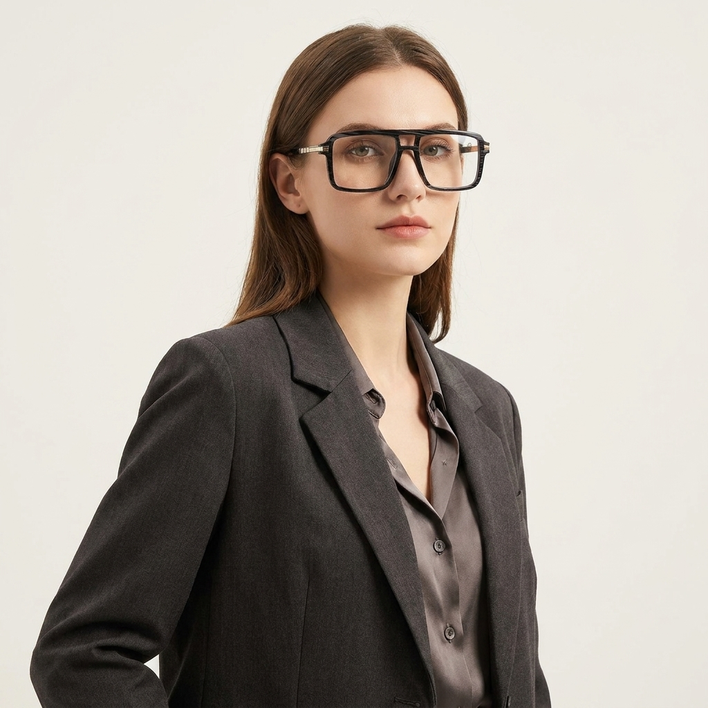 OG Obsidian Edge | Crystal Black Navigator Eyeglasses with Gold Precision Temples