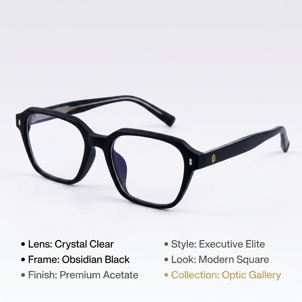 OG Obsidian Regent | Luxury Matte Black Square Eyeglasses with Midnight Acetate Frame