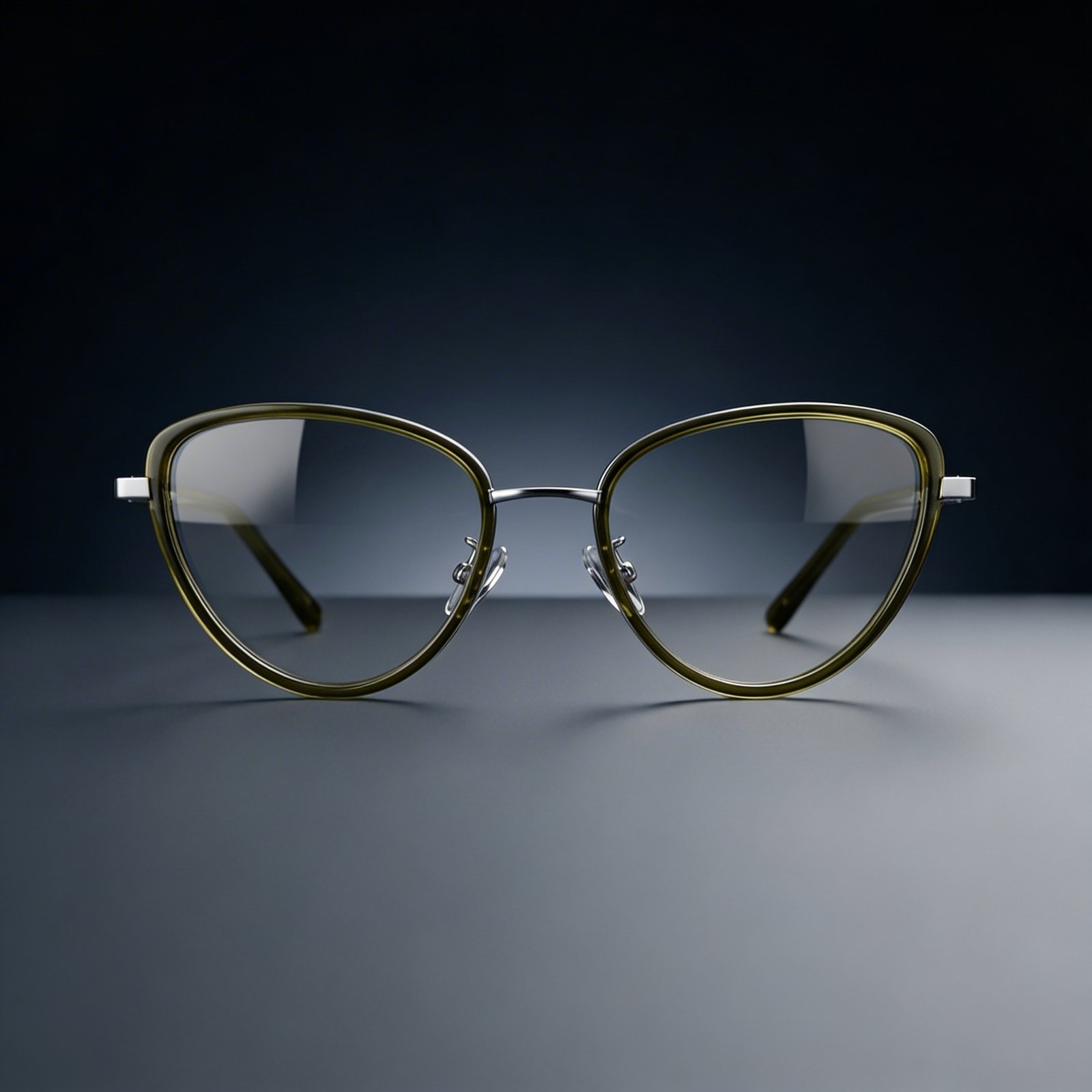 OG Olive Aura Full Rim Round Eyeglasses | Slim Transparent Green Metal-Temple Optical Frame for Women