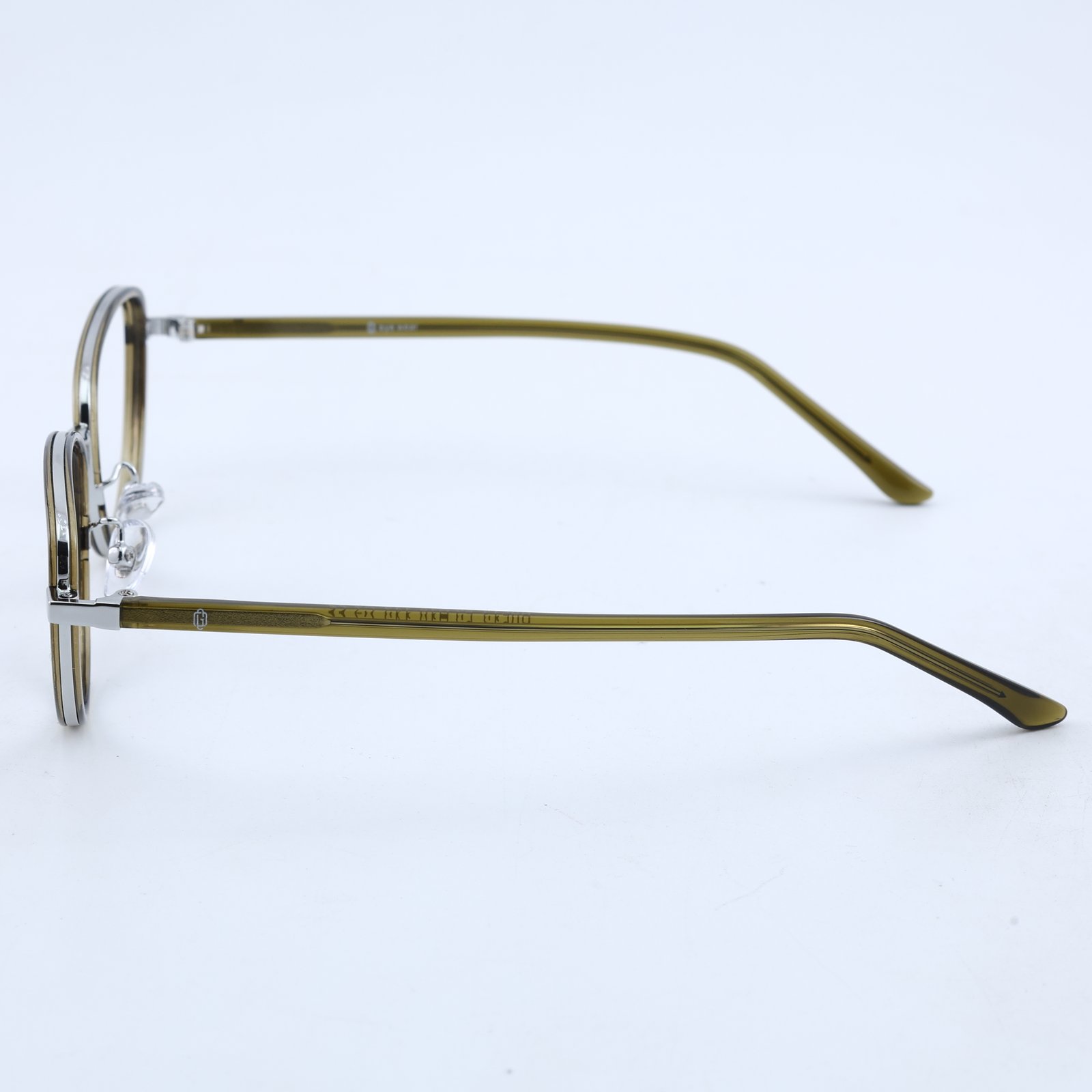 OG Olive Aura Full Rim Round Eyeglasses | Slim Transparent Green Metal-Temple Optical Frame for Women