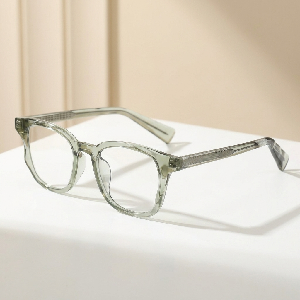 OG Olive Crystal Flex | Transparent Square Eyeglasses