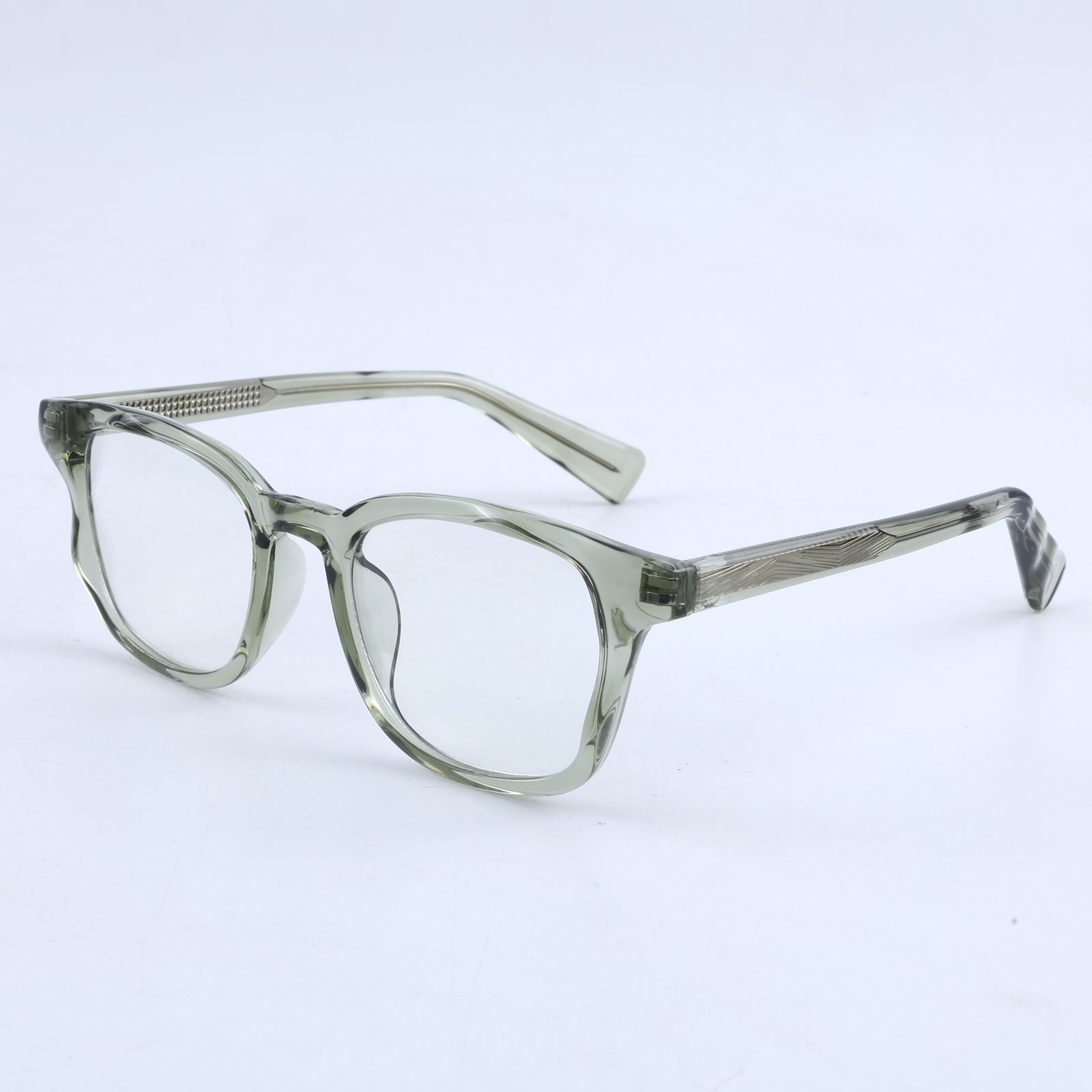 OG Olive Crystal Flex | Transparent Square Eyeglasses