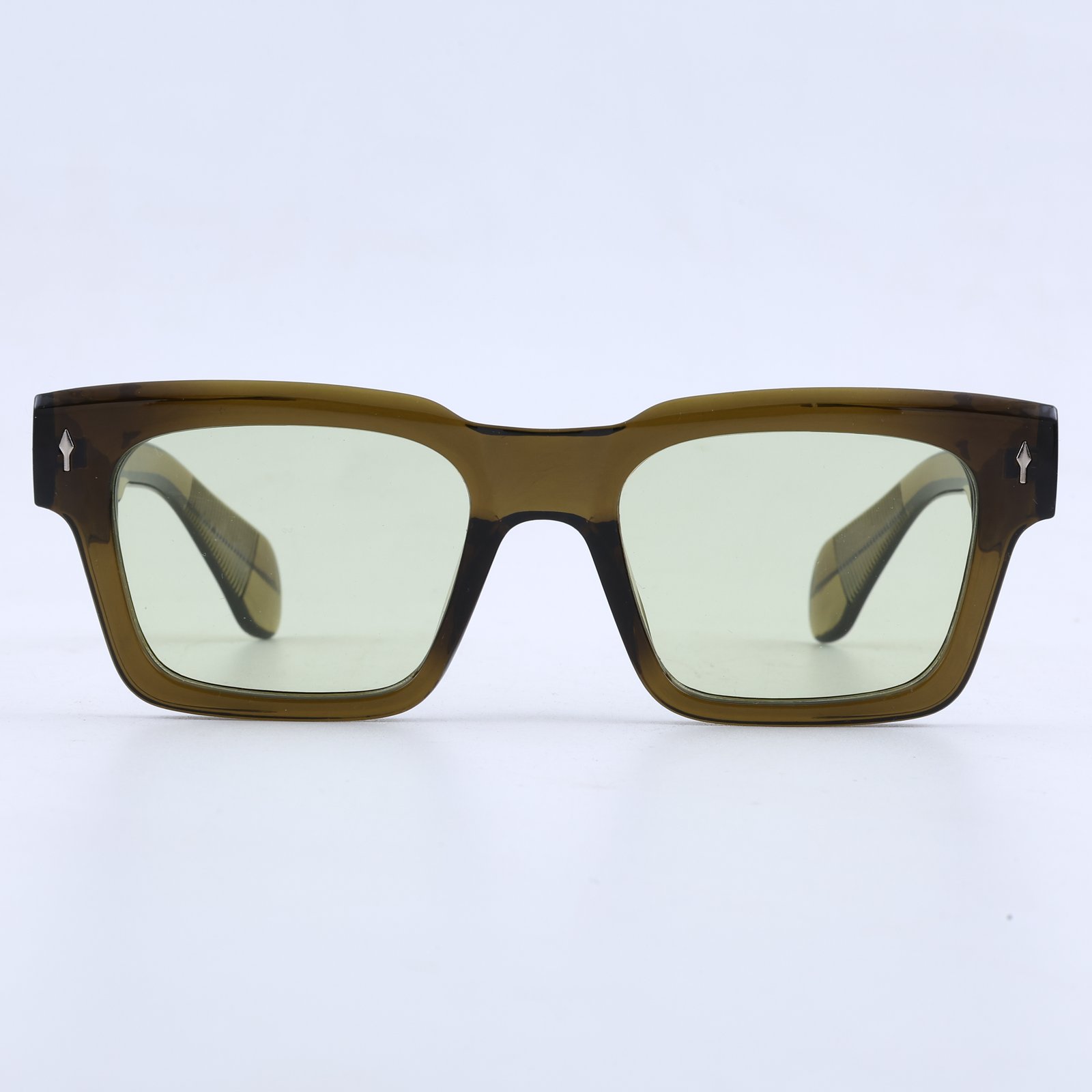 OG Olive Frost | Crystal Olive Square Sunglasses with Light Green Tinted Lenses