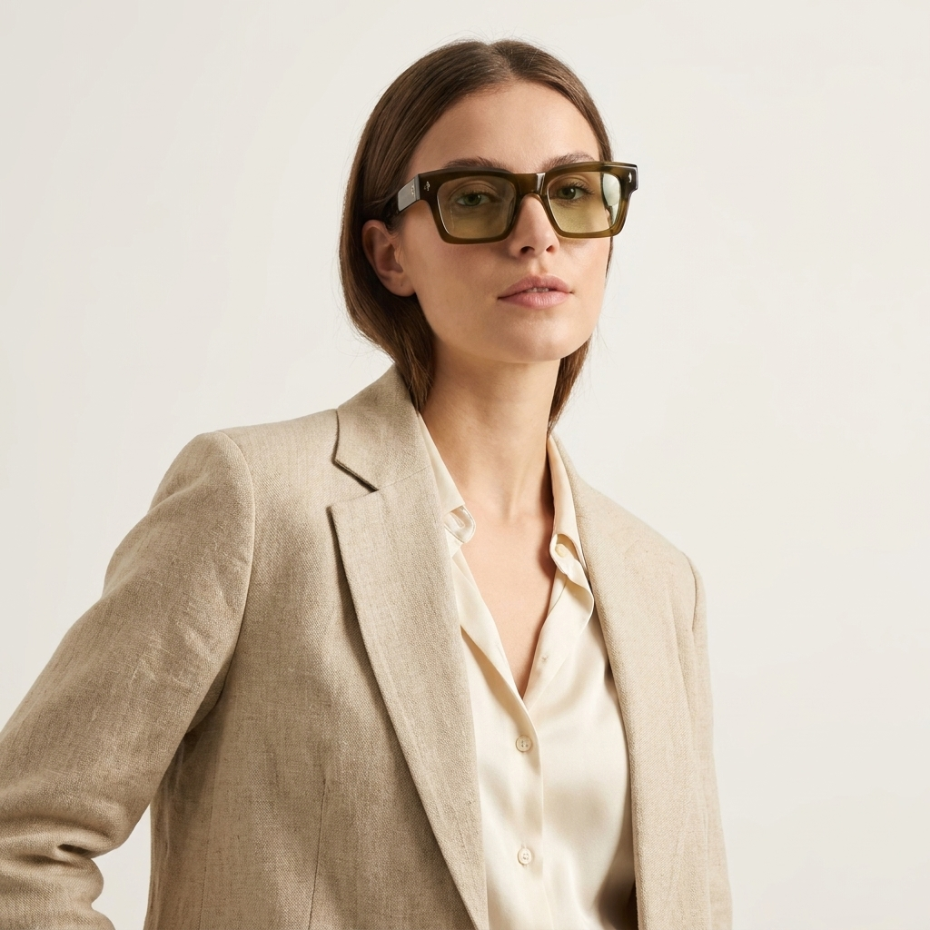 OG Olive Frost | Crystal Olive Square Sunglasses with Light Green Tinted Lenses