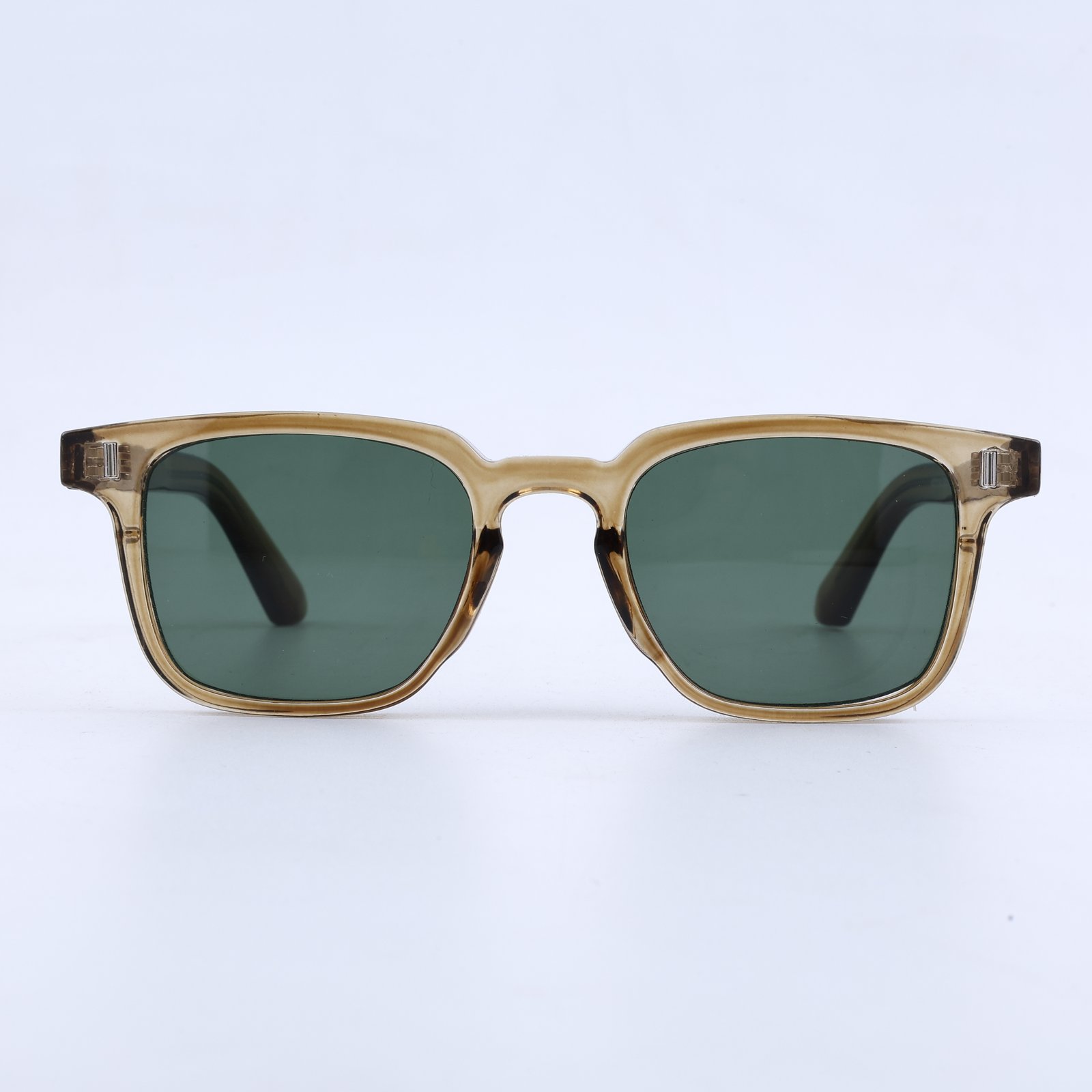 OG Olive Mist | Transparent Taupe Round Sunglasses with Green Tinted Lenses
