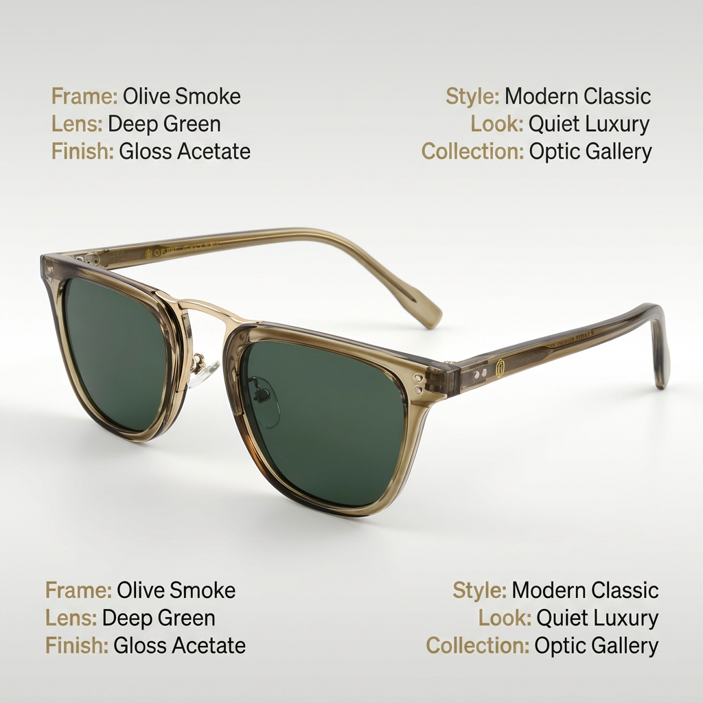 OG Olive Mist | Transparent Taupe Round Sunglasses with Green Tinted Lenses