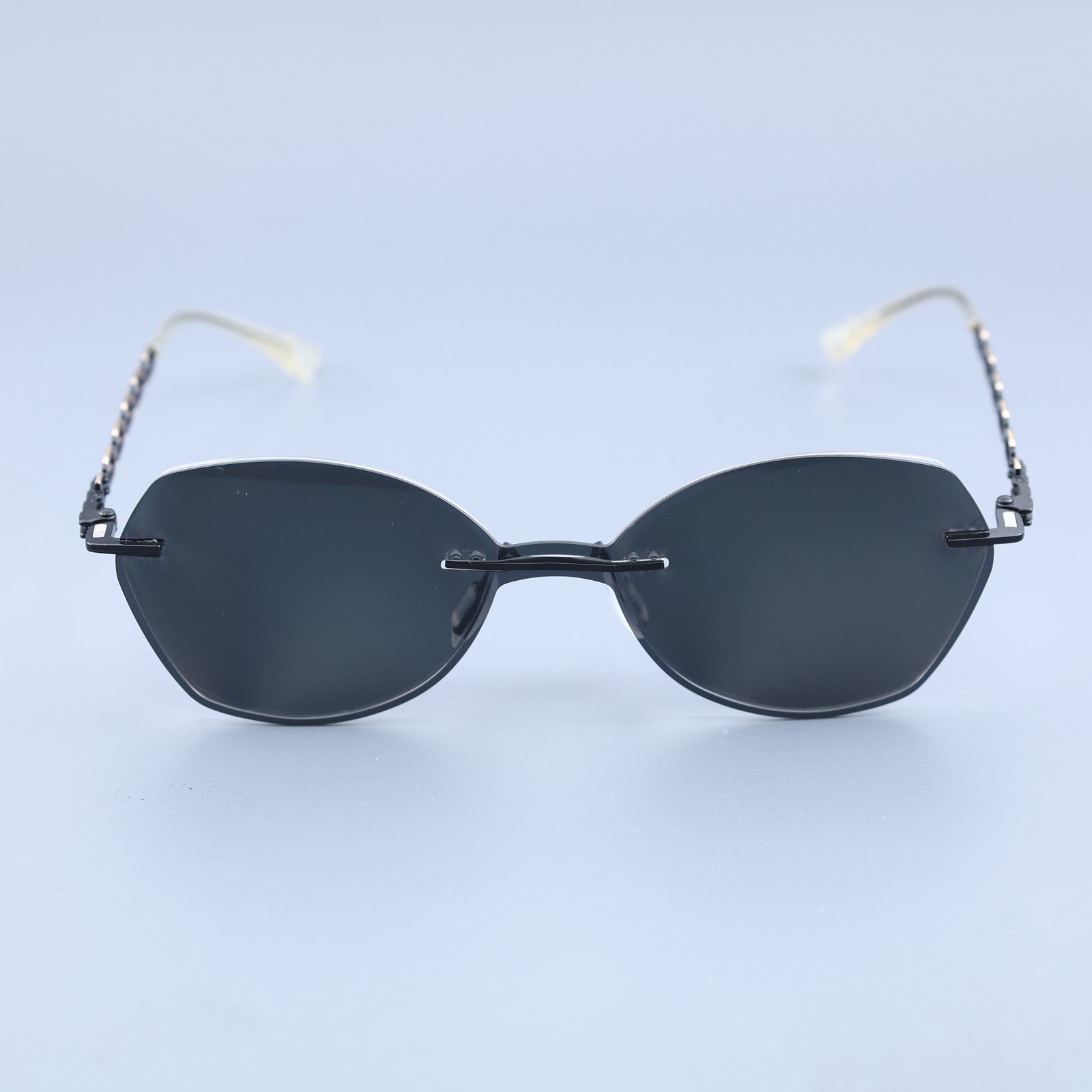 OG Onyx Chain | Rimless Hexagon Sunglasses For Women