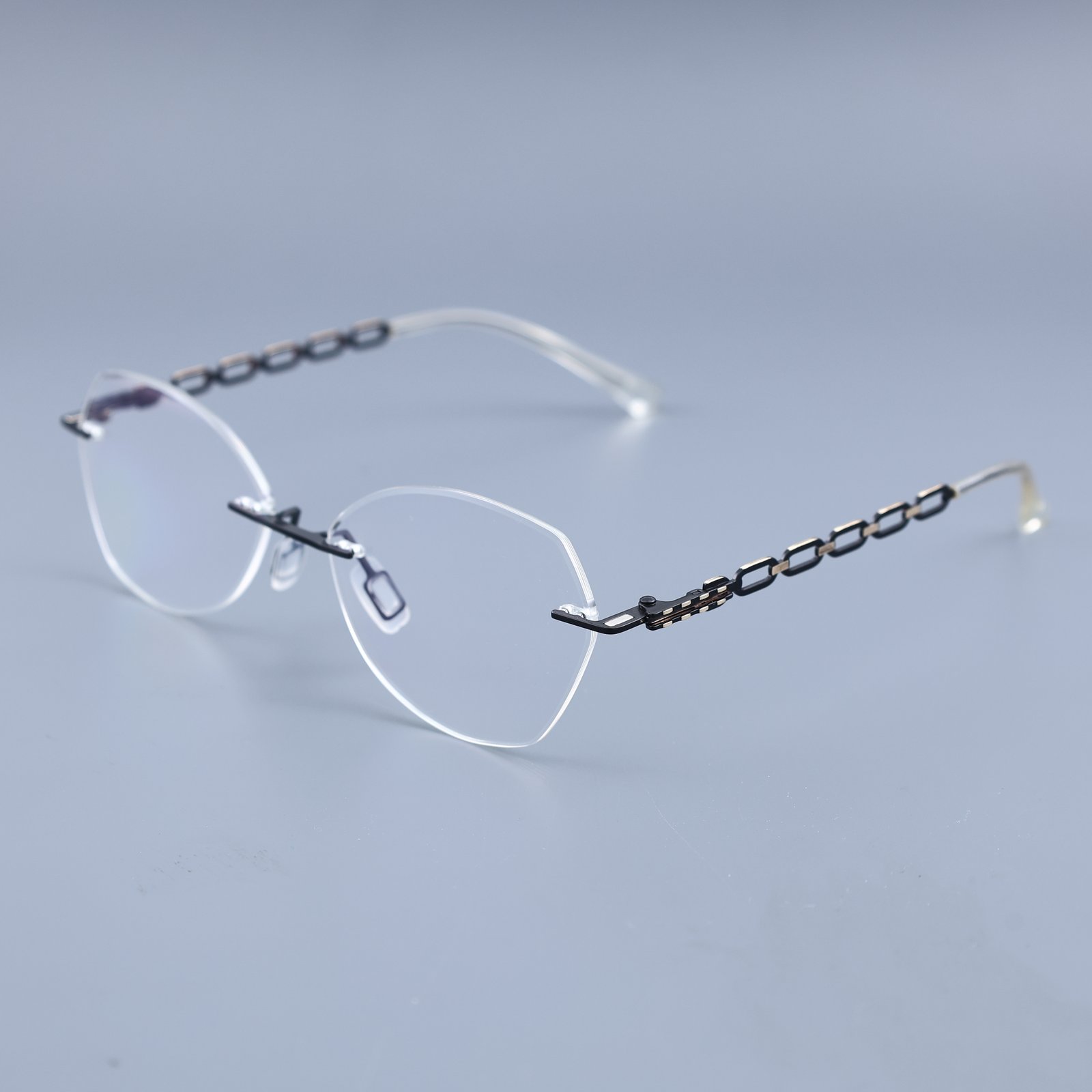 OG Onyx Chain | Rimless Hexagon Sunglasses For Women