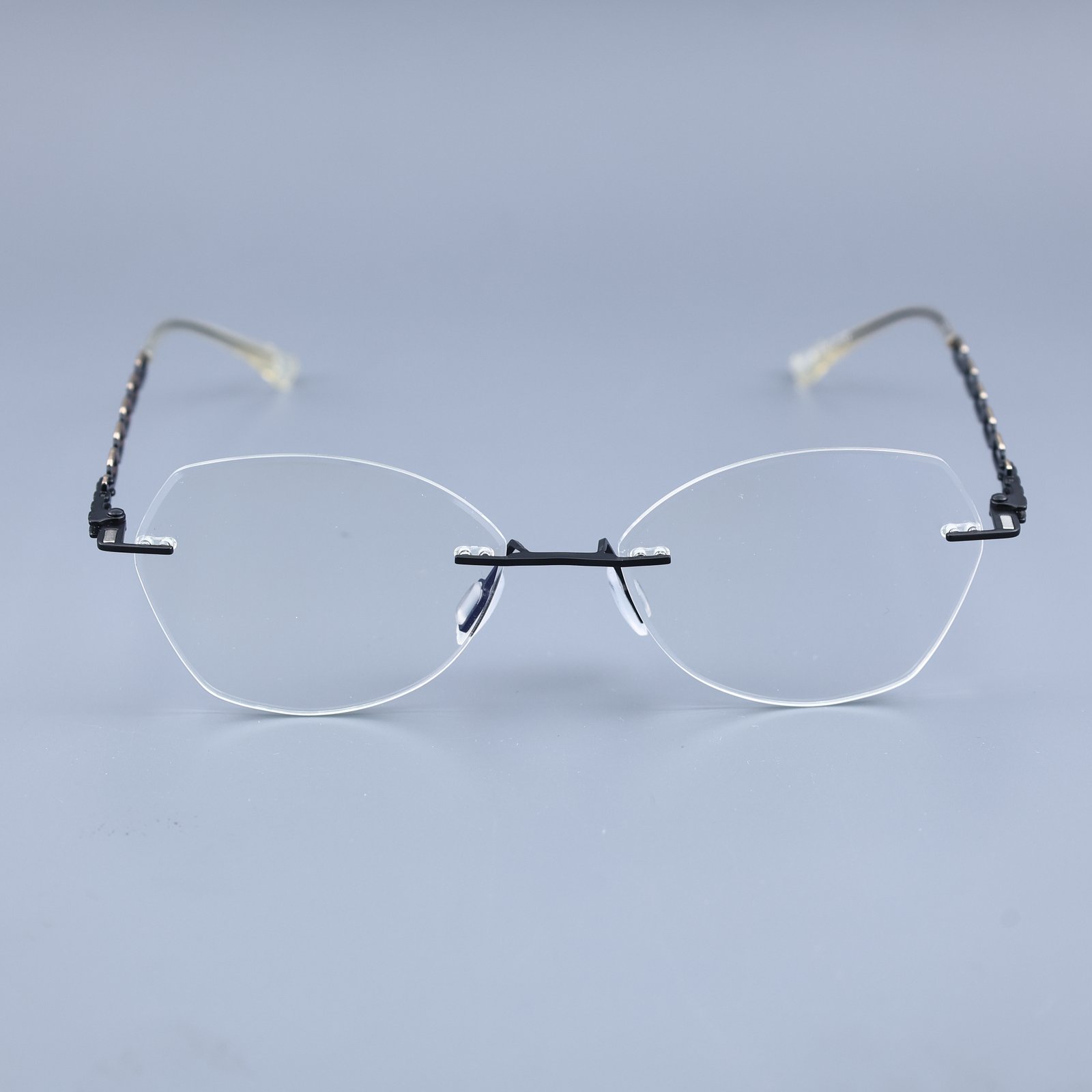 OG Onyx Chain | Rimless Hexagon Sunglasses For Women