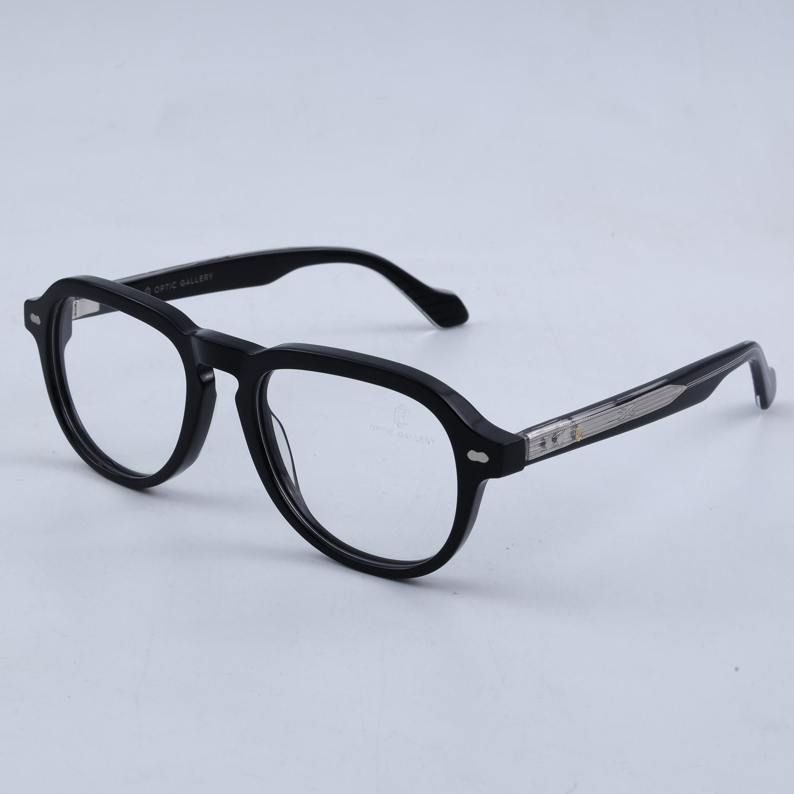 OG Phantom Clip-On | Luxury Black Magnetic Clip-On Eyewear with Silver Titanium Bar & Signature Crystal Temples