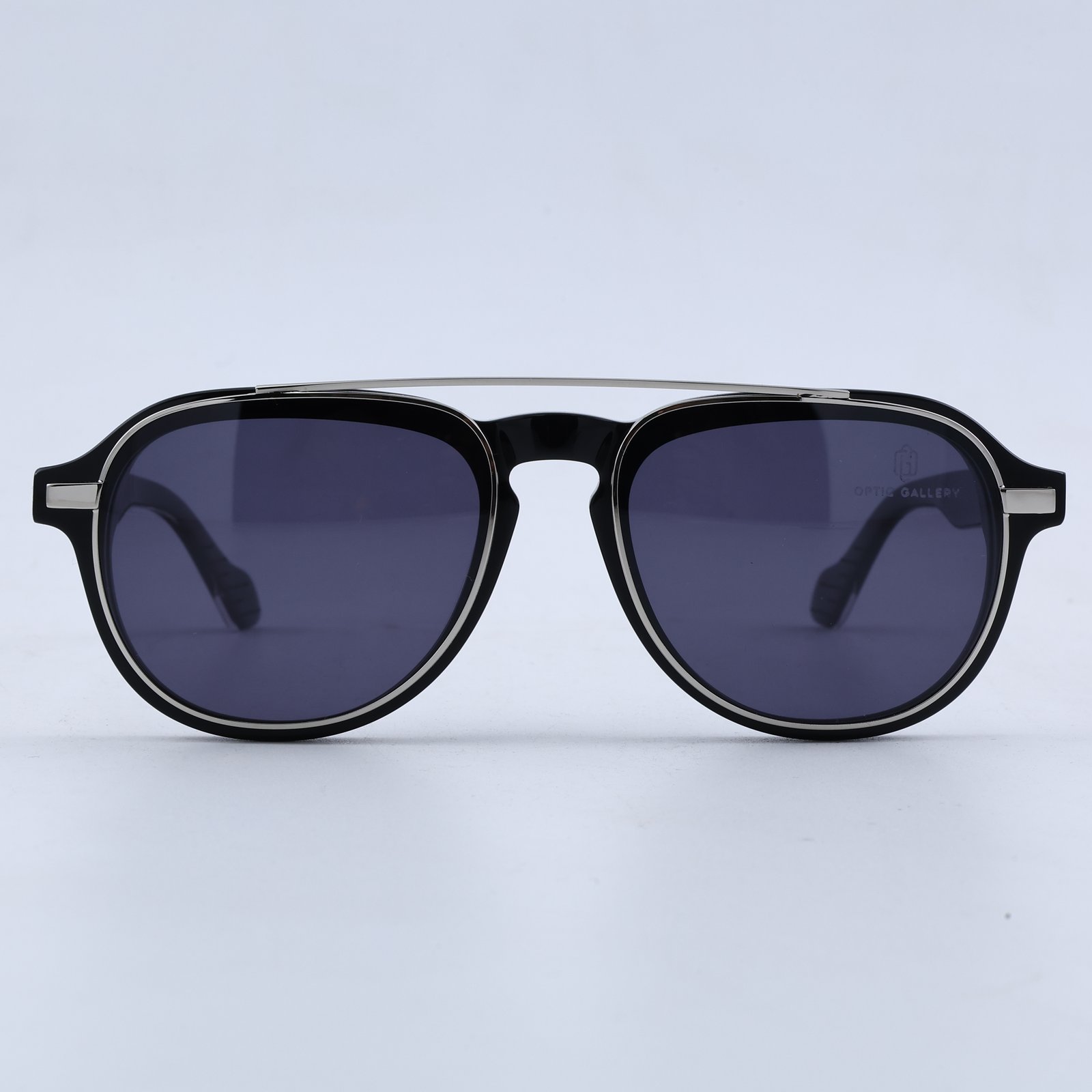 OG Phantom Clip-On | Luxury Black Magnetic Clip-On Eyewear with Silver Titanium Bar & Signature Crystal Temples
