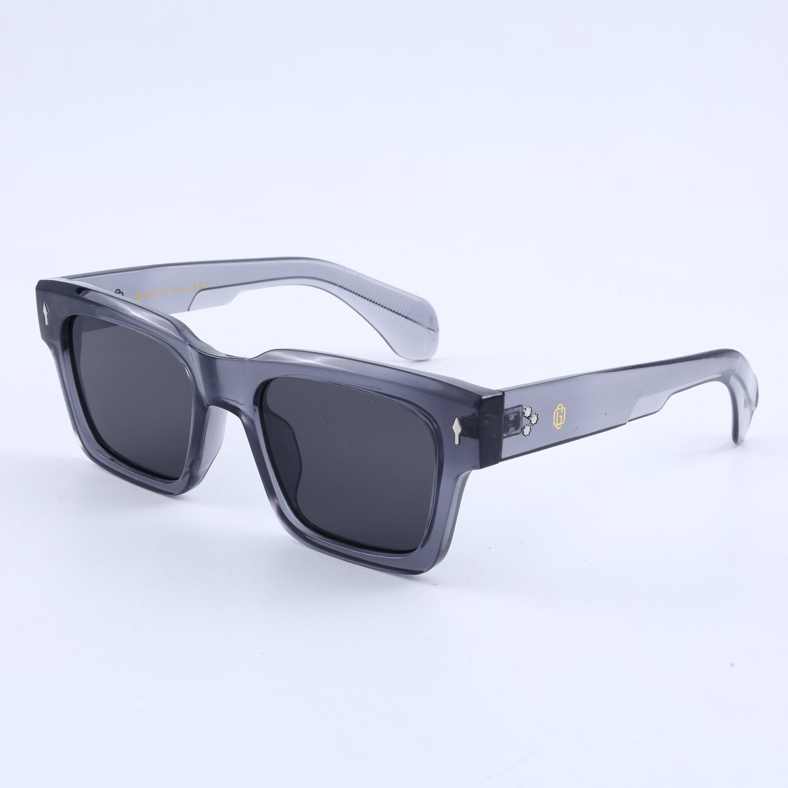 OG Phantom Frost | Crystal Smoke Square Sunglasses with Dark Shadow Lenses