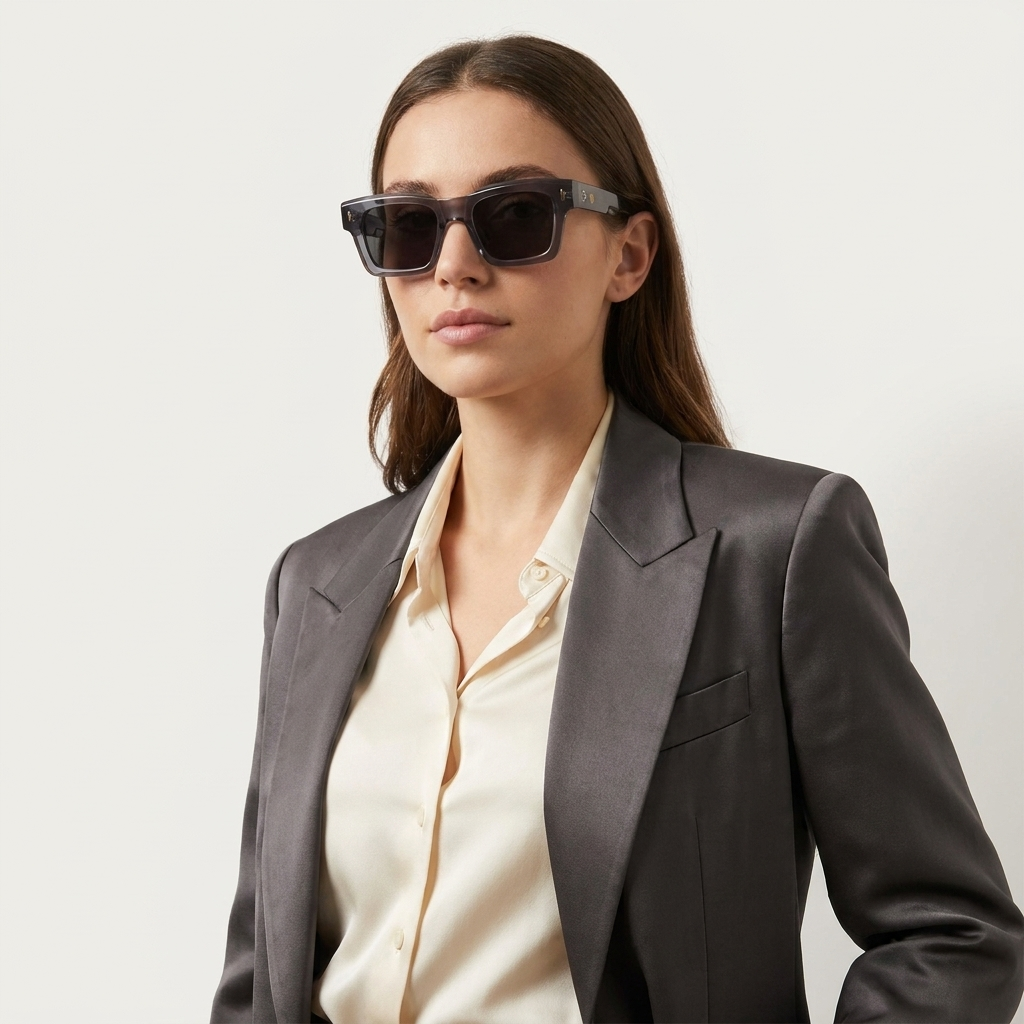 OG Phantom Frost | Crystal Smoke Square Sunglasses with Dark Shadow Lenses