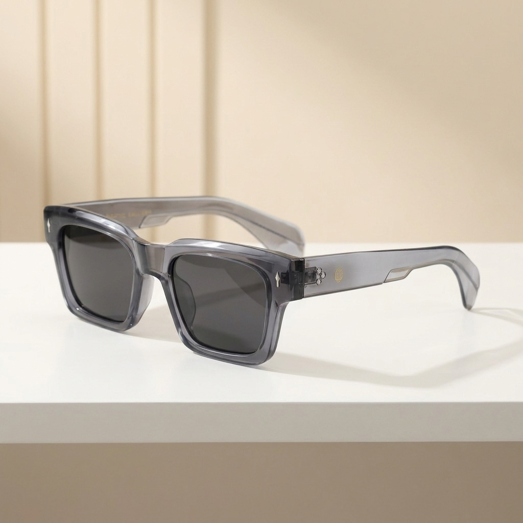 OG Phantom Frost | Crystal Smoke Square Sunglasses with Dark Shadow Lenses