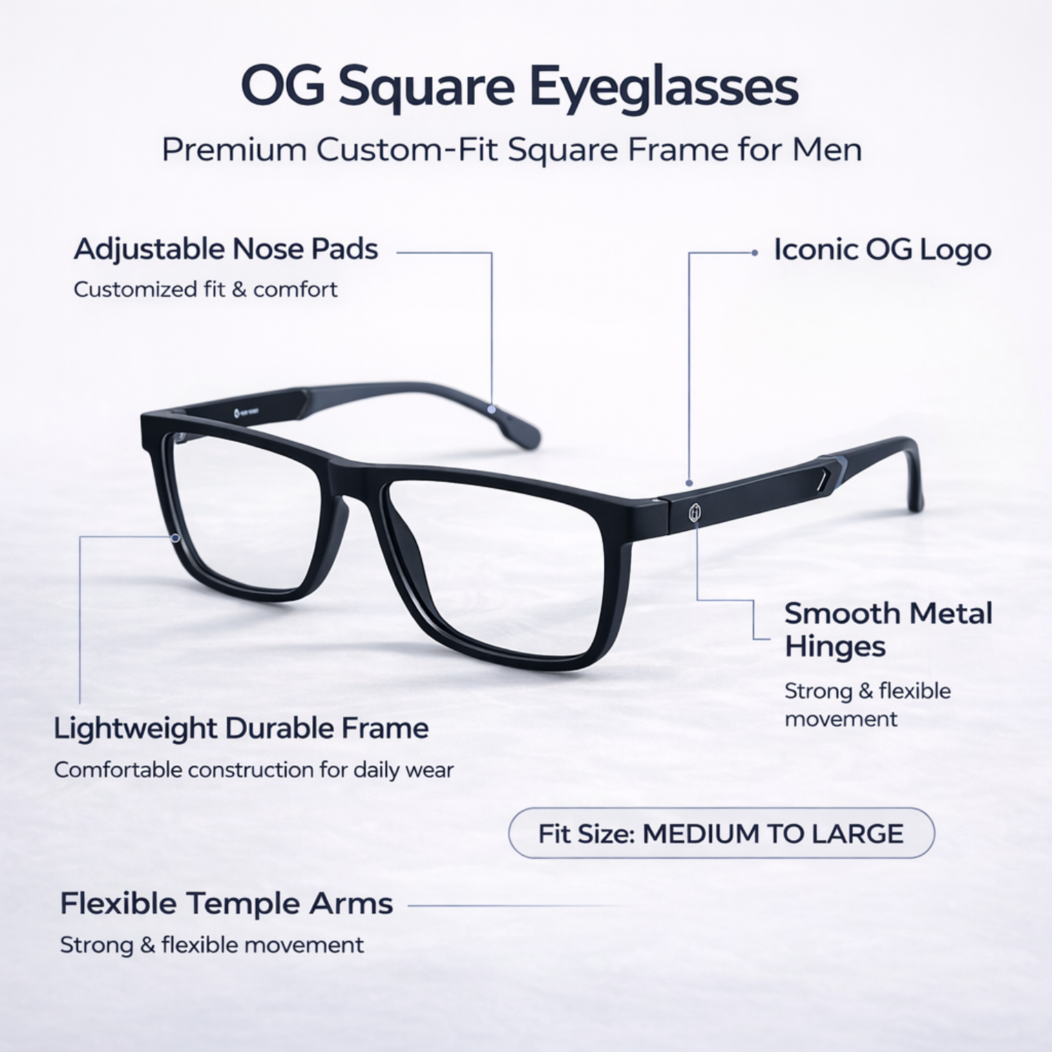 OG Power Square Eyewear for Men | Premium Full Rim Square Optical Frame