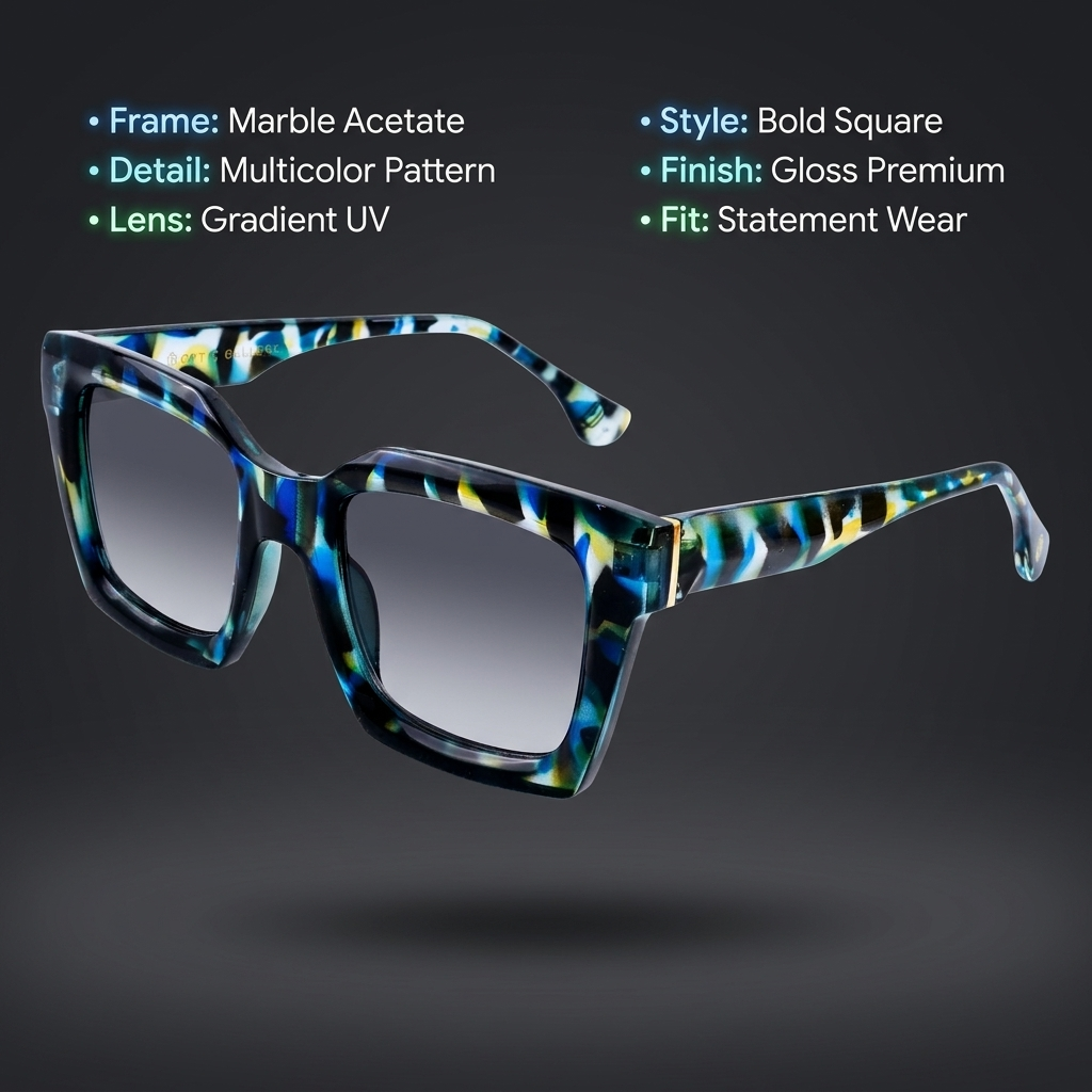 OG Prism Drift Bold | Multicolor Marble Square Sunglasses