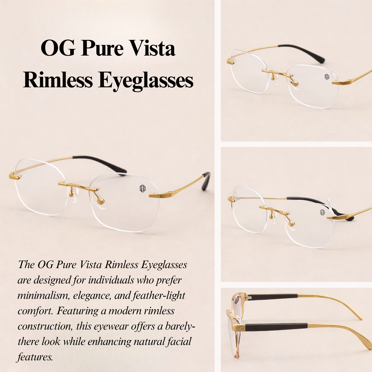 OG Pure Vista Rimless Eyeglasses | Lightweight Premium Optical Frame