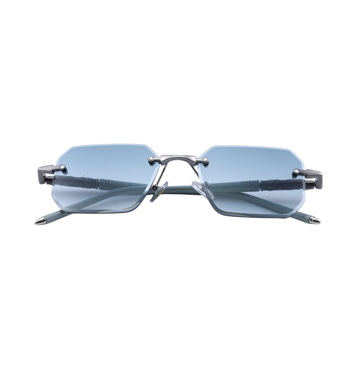 OG Rimless Gradient Square Sunglasses – Blue, Black & Brown | UV400 Protection